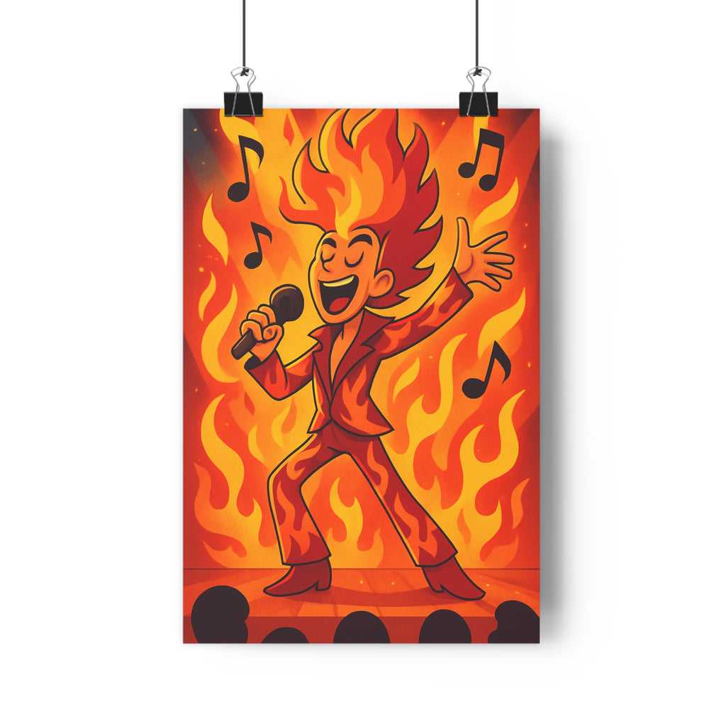 Poster décoratif cartoon vibrant rouge orange musique aventure joyeux salon chambre bureau artistique dynamique