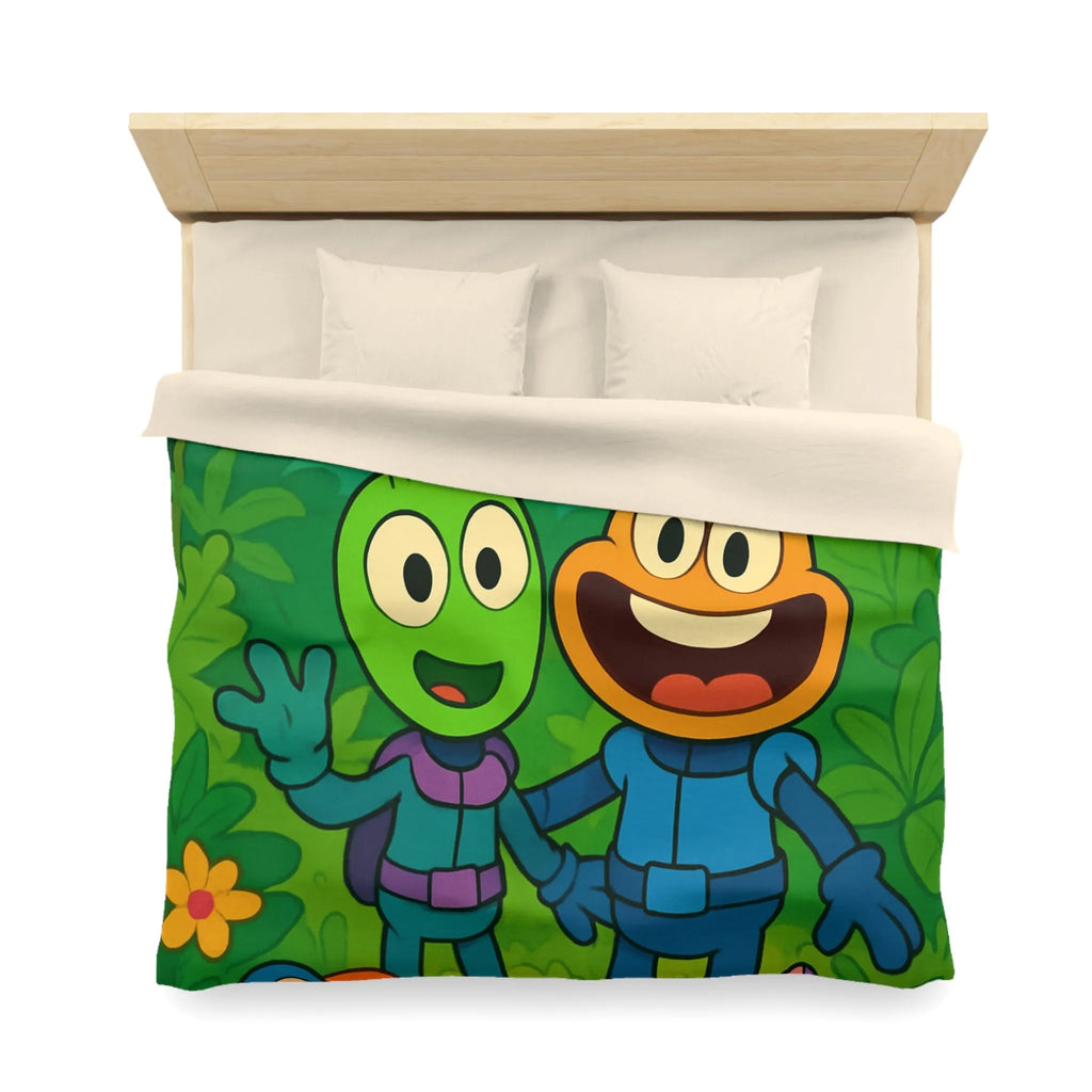 Housse de couette colorée avec animaux et extraterrestres dans une jungle animée