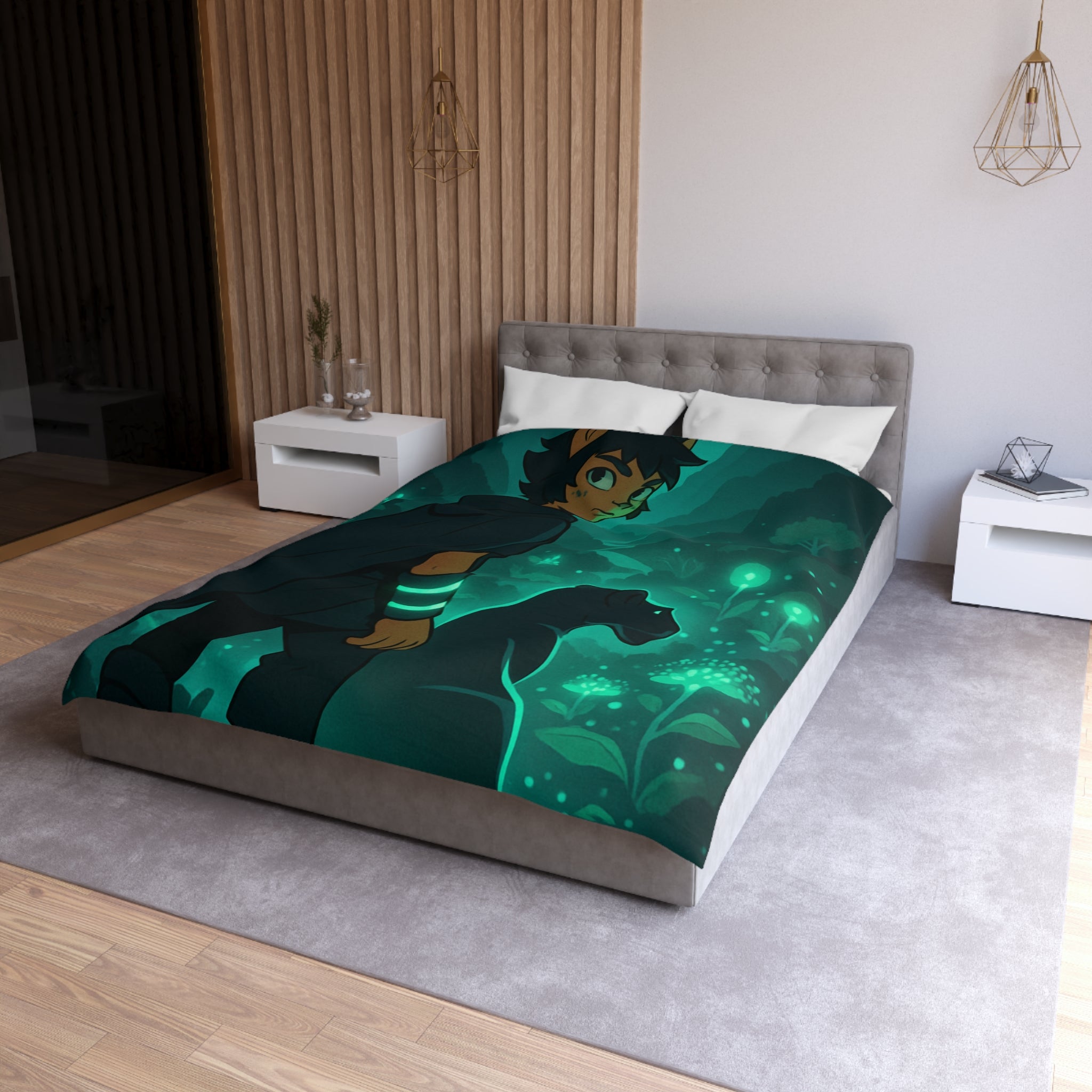 Housse de Couette Microfibre Illustration Unique Design Moderne Décoration Intérieure Raffinée