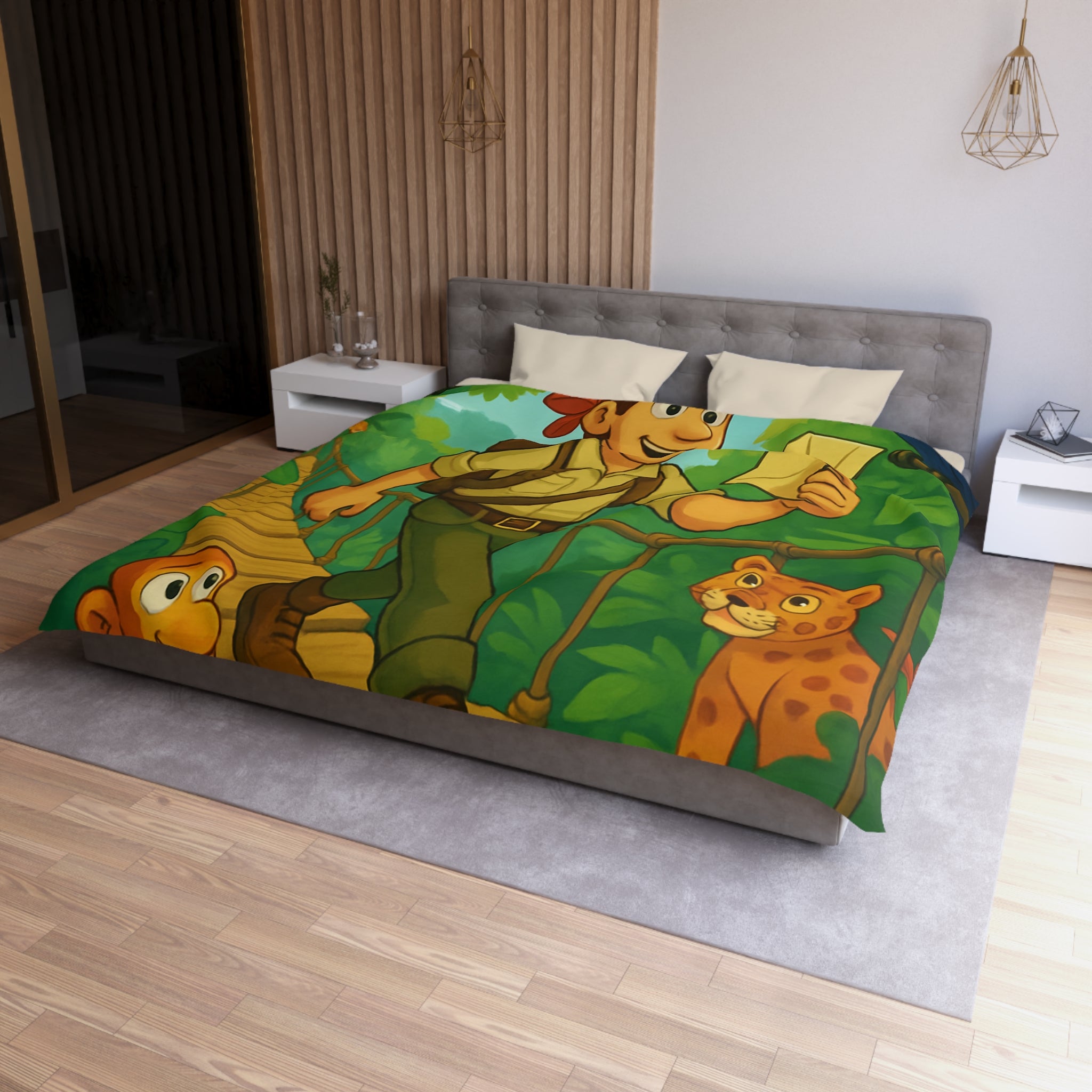 Housse de Couette Microfibre Motif Créatif Original Style Contemporain Chambre Élégante