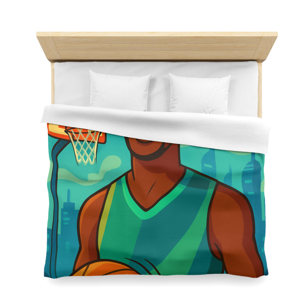 Housse de Couette Pour Enfant Thème Basketball Colorée et Ludique avec Joueur Souriant