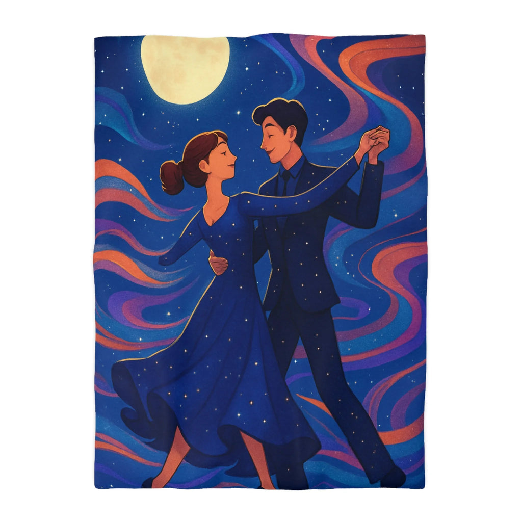 Housse de couette dansante sous la lune avec motif étoilé coloré et romantique