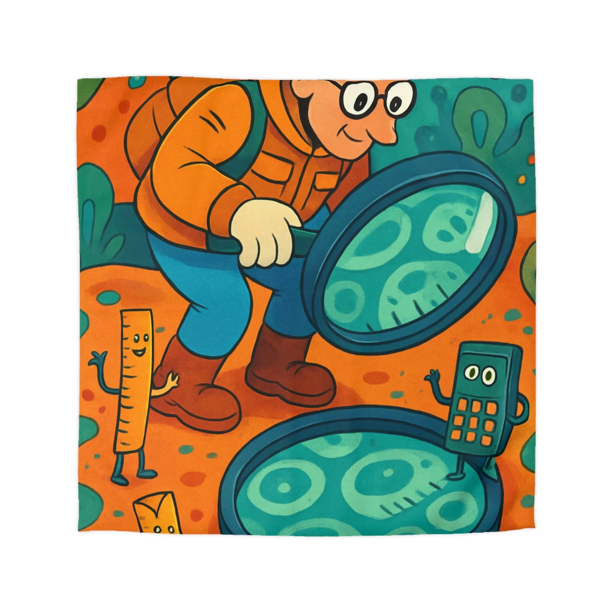 Explorez une Housse de Couette Fantaisie, Aventure Visuelle pour Enfants avec Loupe et Calculateur
