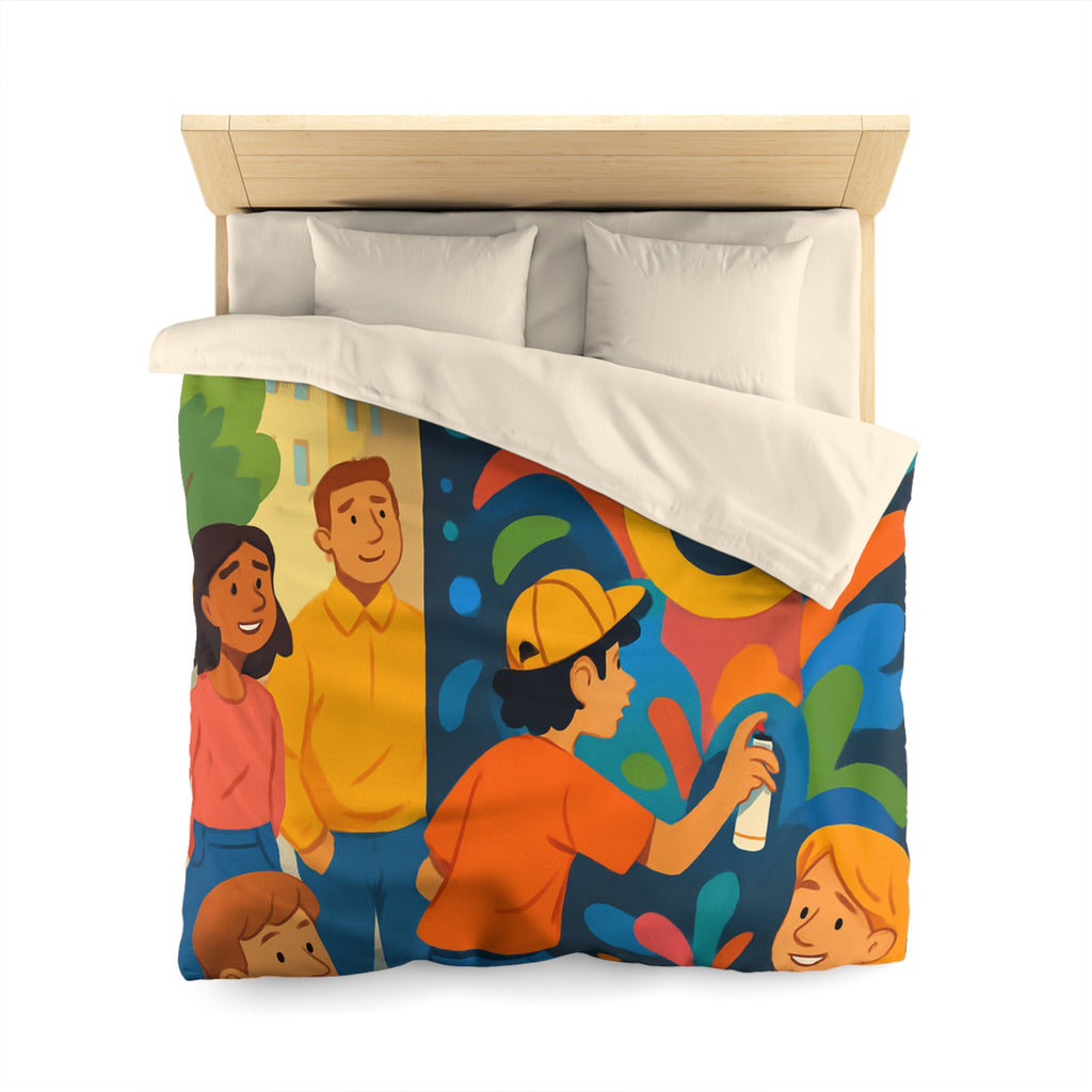 Housse de Couette Microfibre Design Artistique Moderne Décoration Chambre Confort Premium