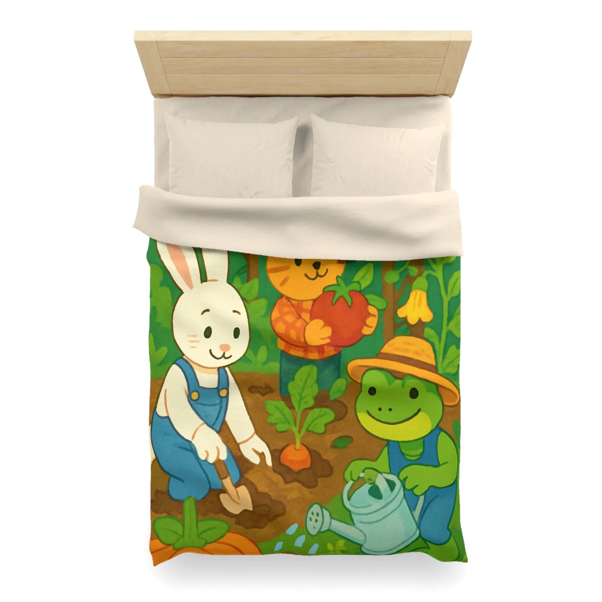 Housse de couette enfant avec animaux adorables jardiniers pour chambre thématique colorée