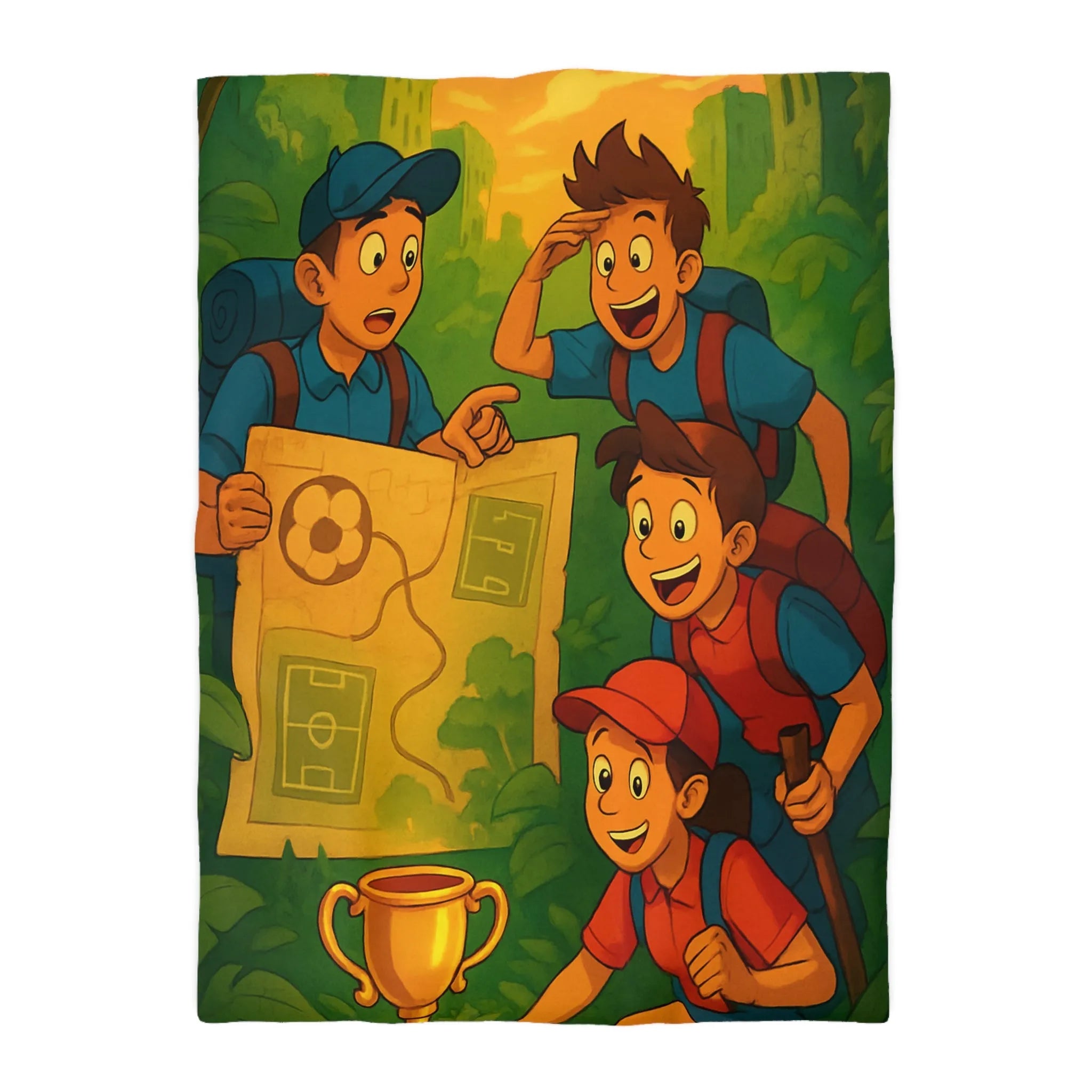 Explorez la jungles enchantée et découvrez un trésor inestimable sous un coucher de soleil vibrant