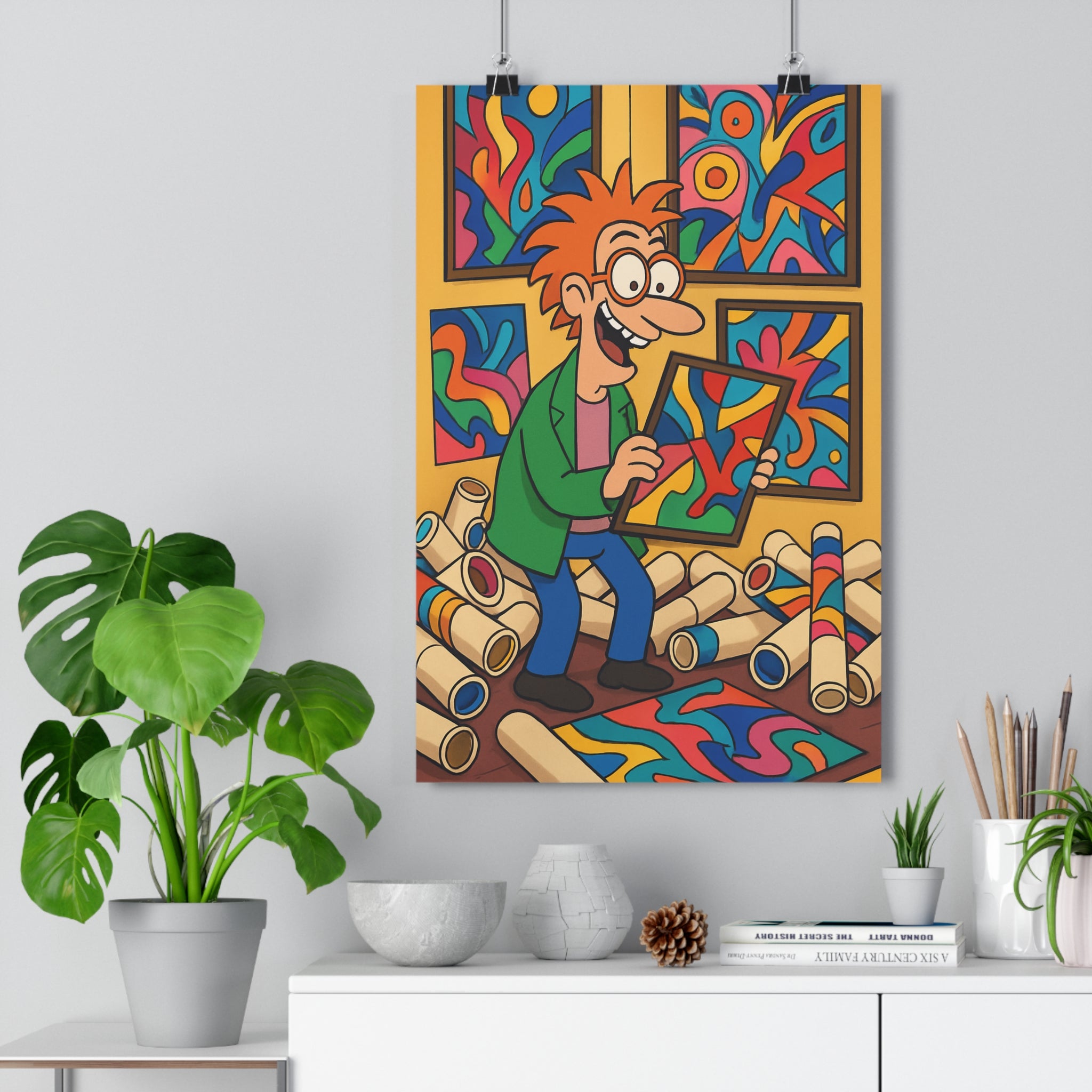 Poster décoratif animé joyeux dynamique abstrait couleurs vives salon chambre bureau 30x46 intérieur vibrant