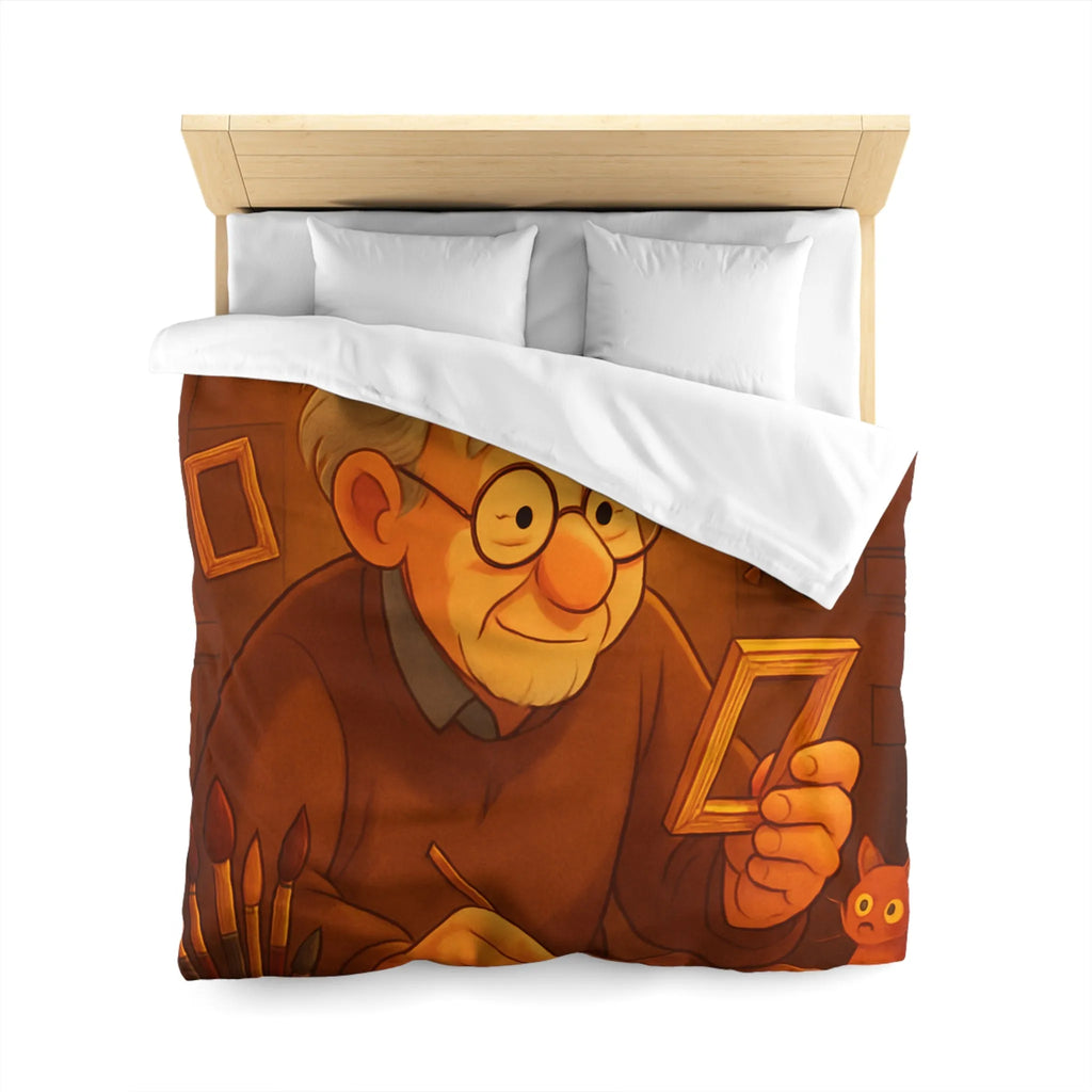 Housse de Couette Illustrée avec Artiste Peignant dans Atelier Enveloppant et Charmant