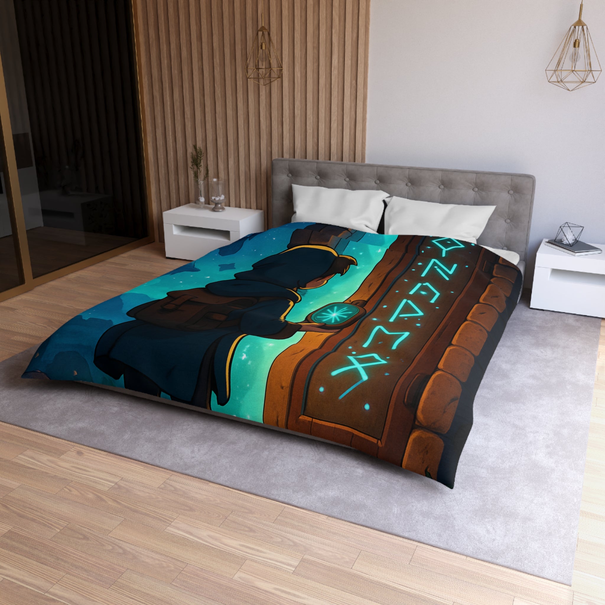 Housse de Couette Microfibre Illustration Unique Design Moderne Décoration Intérieure Raffinée