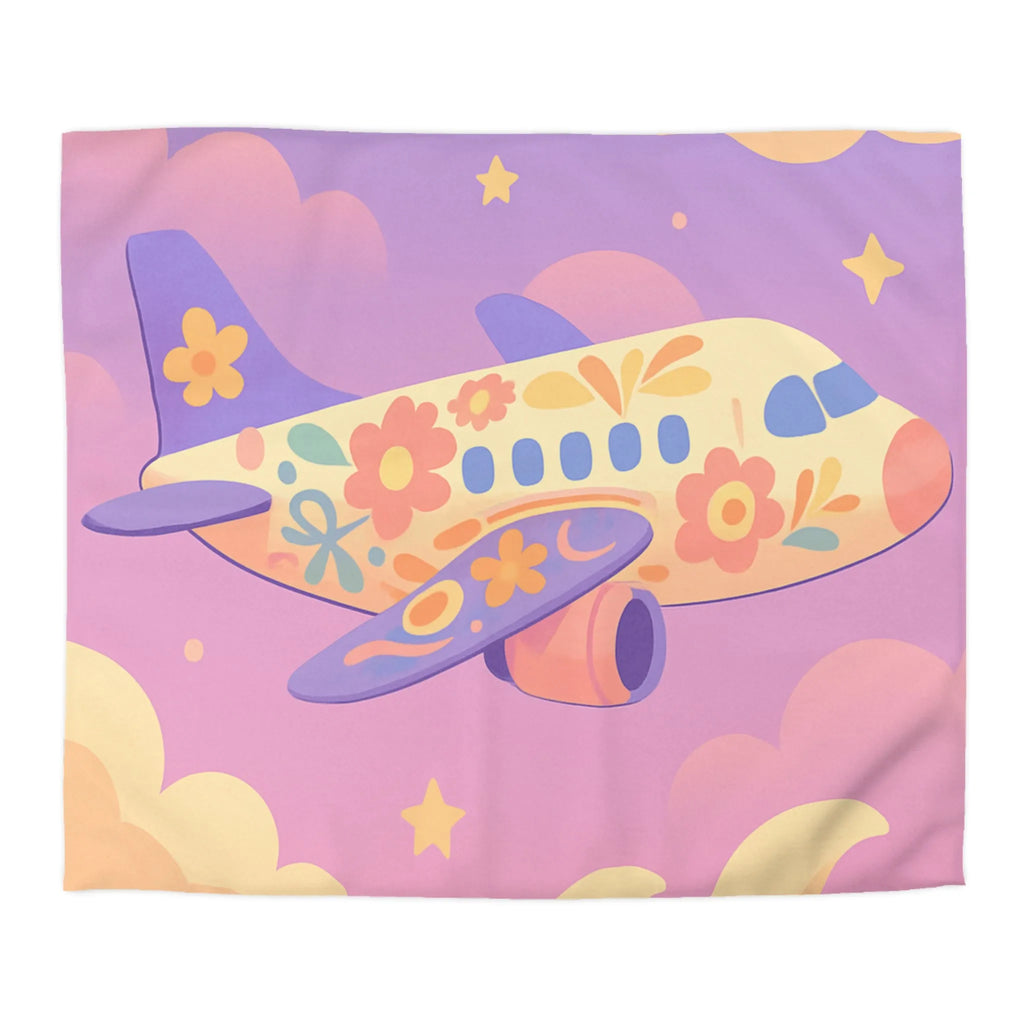 Housse de Couette Enfant Avion Fleuri, Repos Rêveur pour Chambre Cocon Douillet