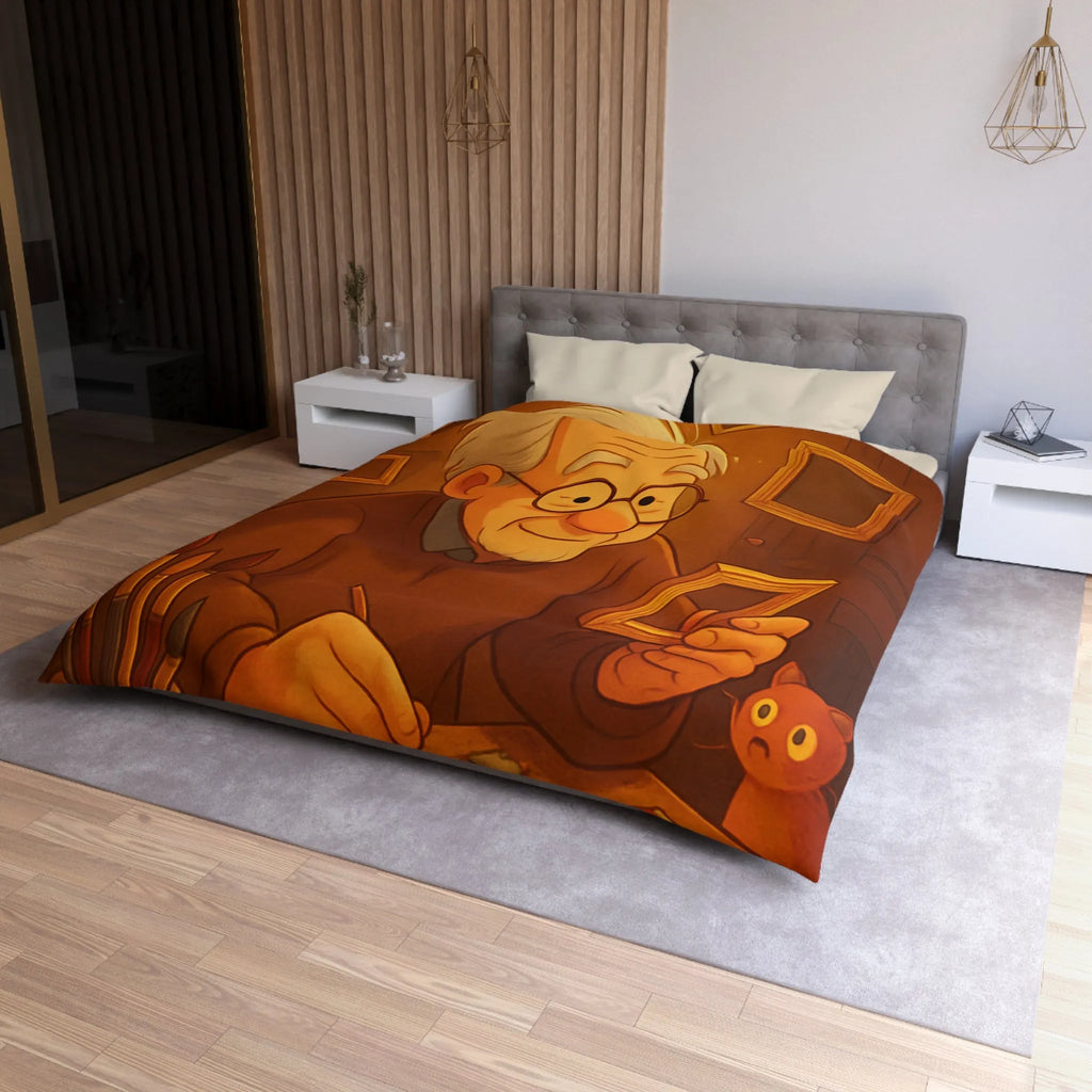 Housse de Couette Illustrée avec Artiste Peignant dans Atelier Enveloppant et Charmant