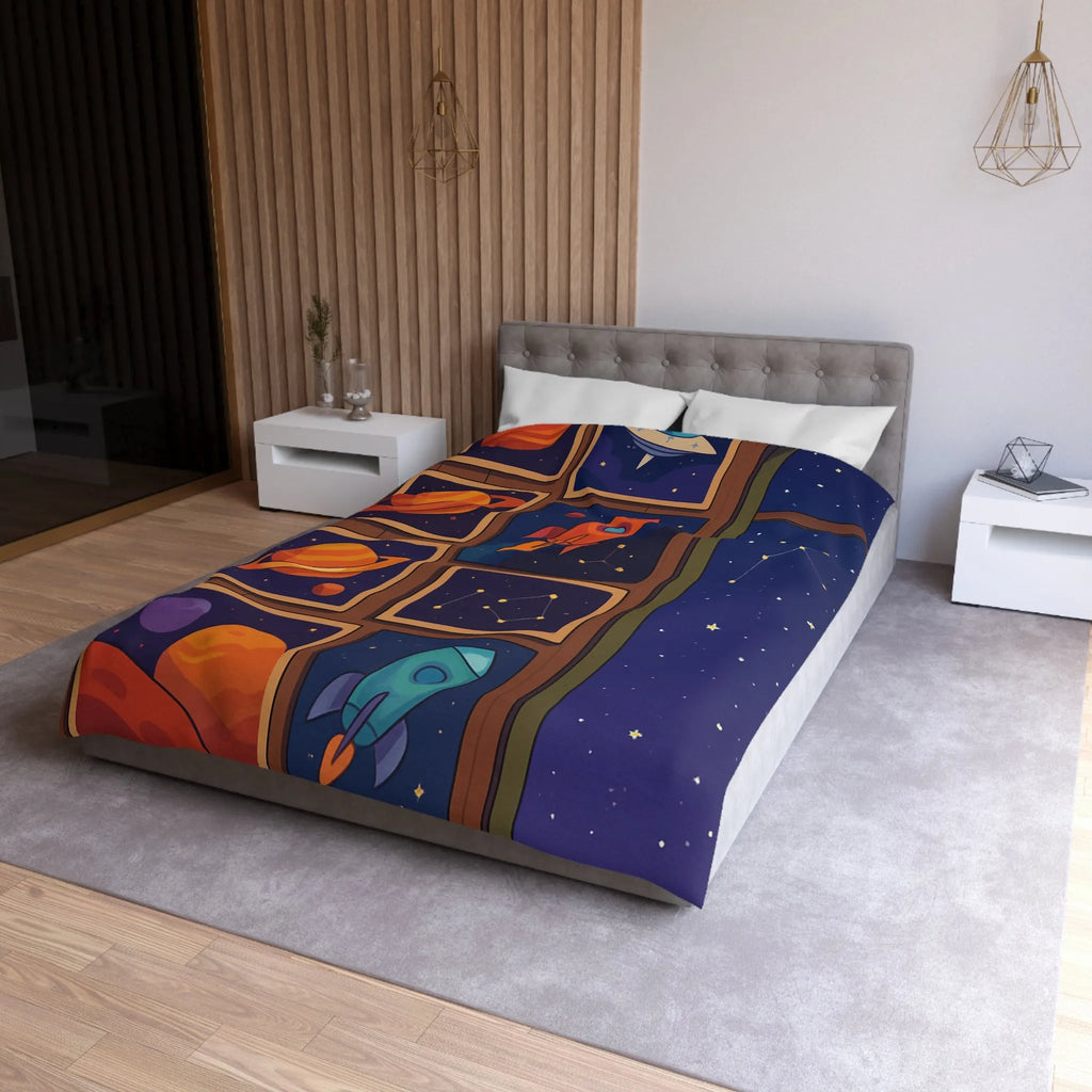 Housse de Couette Espace Coloré avec Fusées et Constellations pour Chambre Enfant