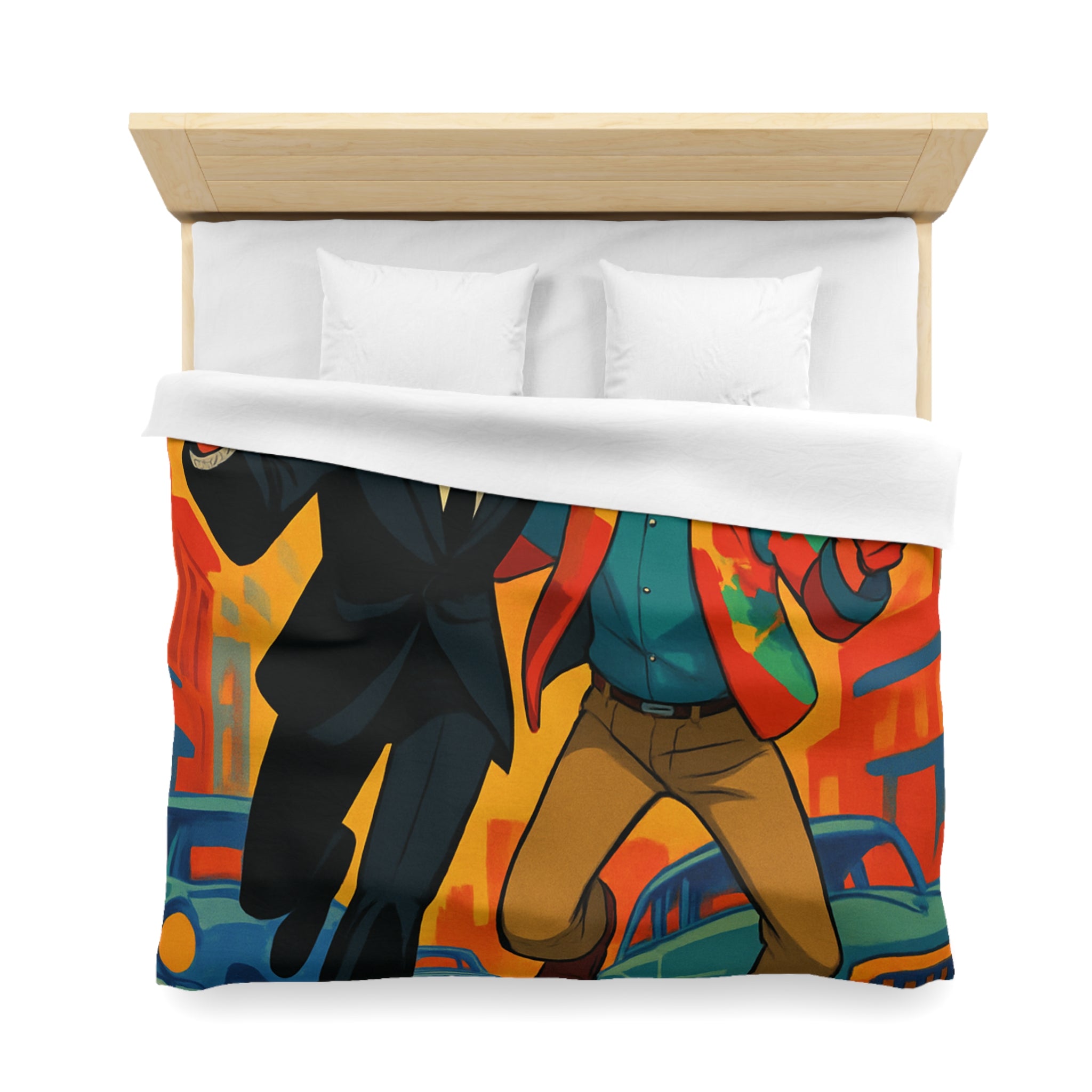 Housse de Couette Microfibre Illustration Unique Design Moderne Décoration Intérieure Raffinée