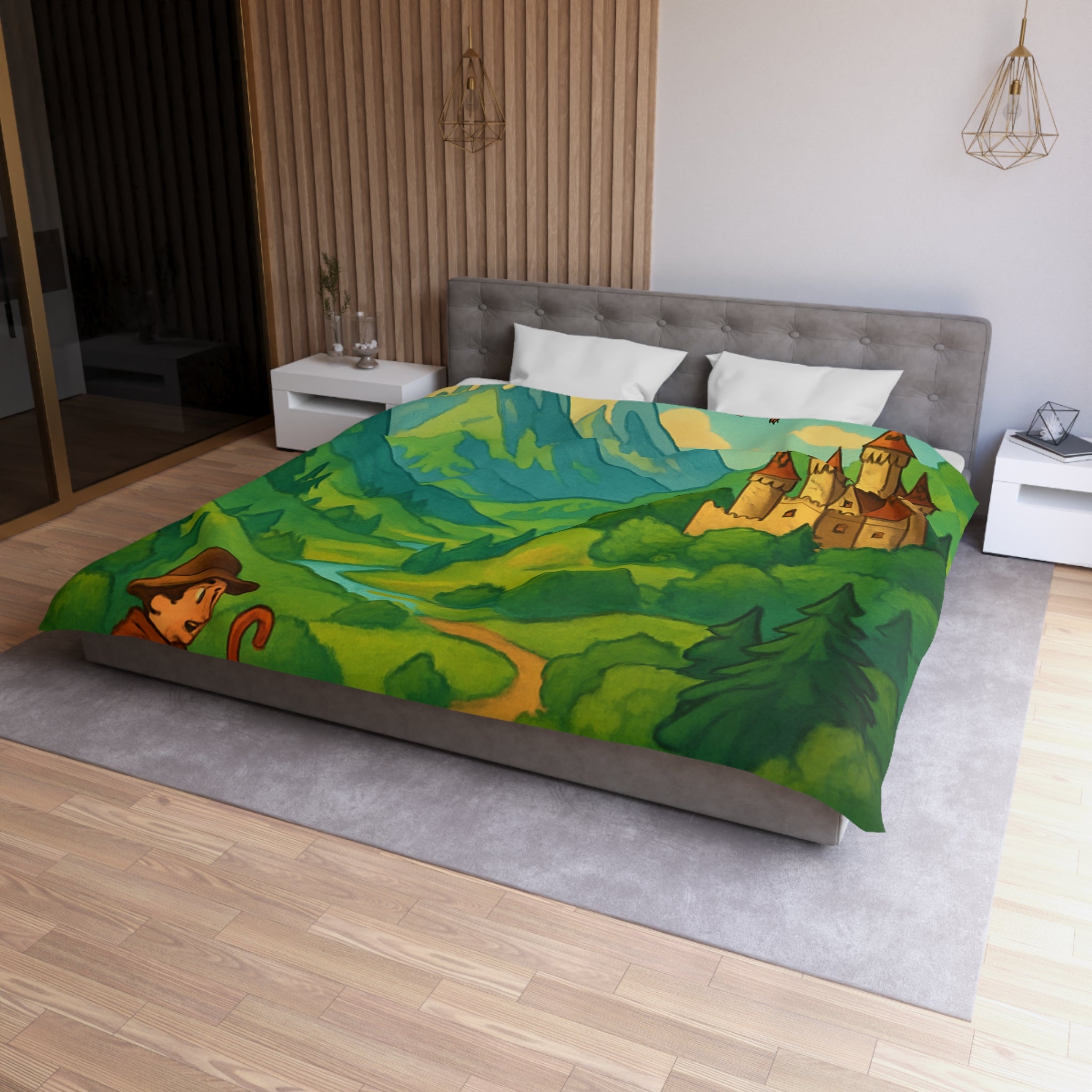 Housse de Couette Microfibre Design Artistique Moderne Décoration Chambre Confort Premium