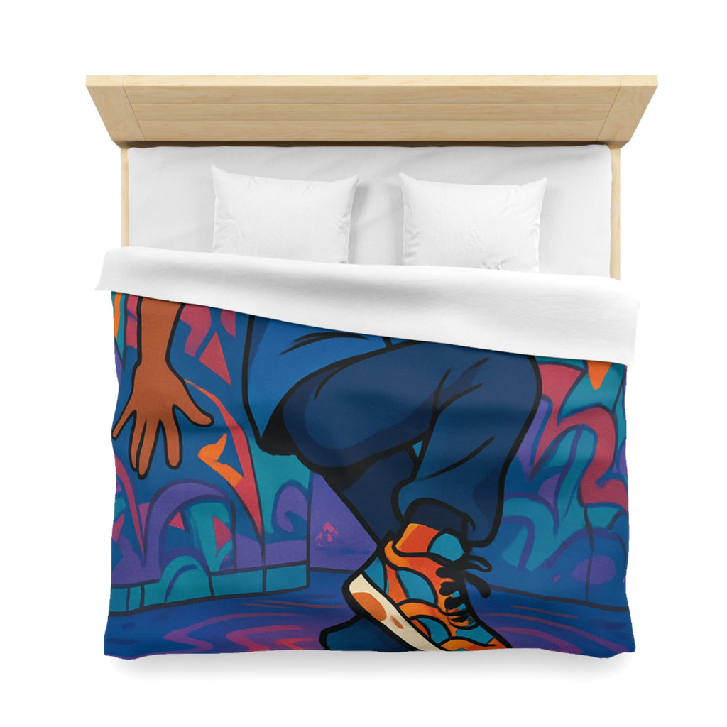 Housse de couette vibrante danseur street art moderne pour chambre adolescente colorée