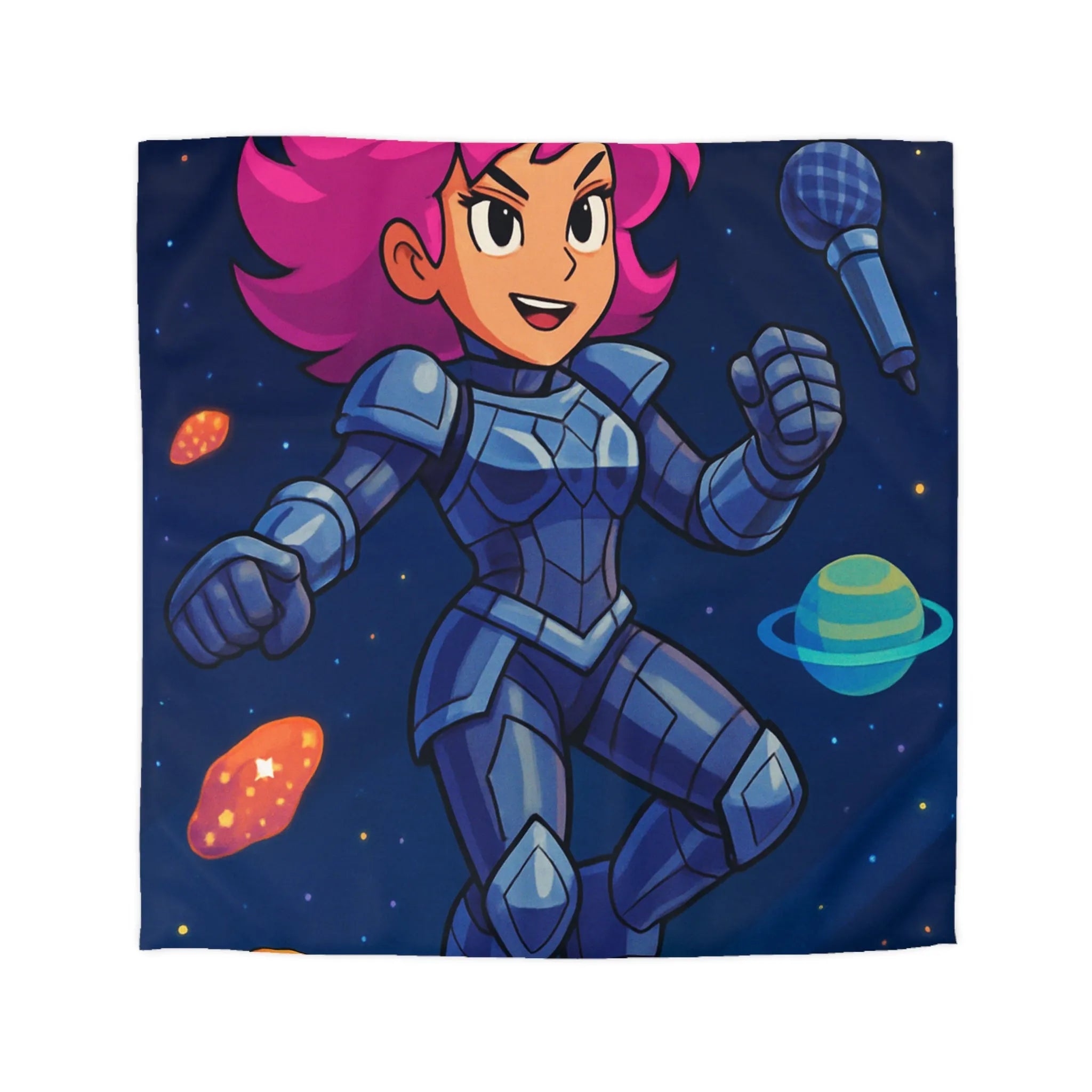 Housse de couette astronaute colorée avec planètes et étoiles thème aventure spatiale