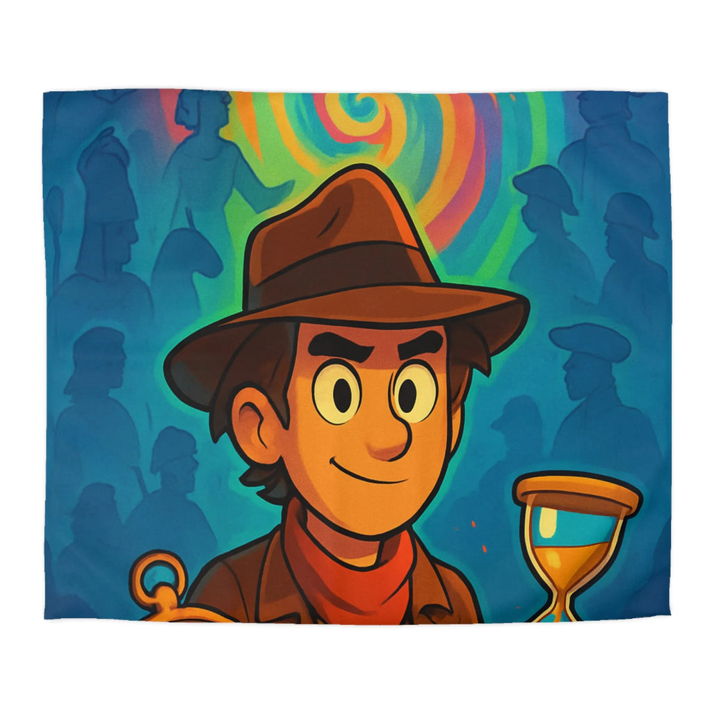 Décor Aventure Mystérieuse Housse de Couette avec Illustration de Voyageur et Sablier