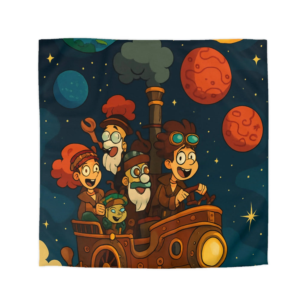 Housse de couette magique pour enfant avec voyage spatial et planètes souriantes colorées