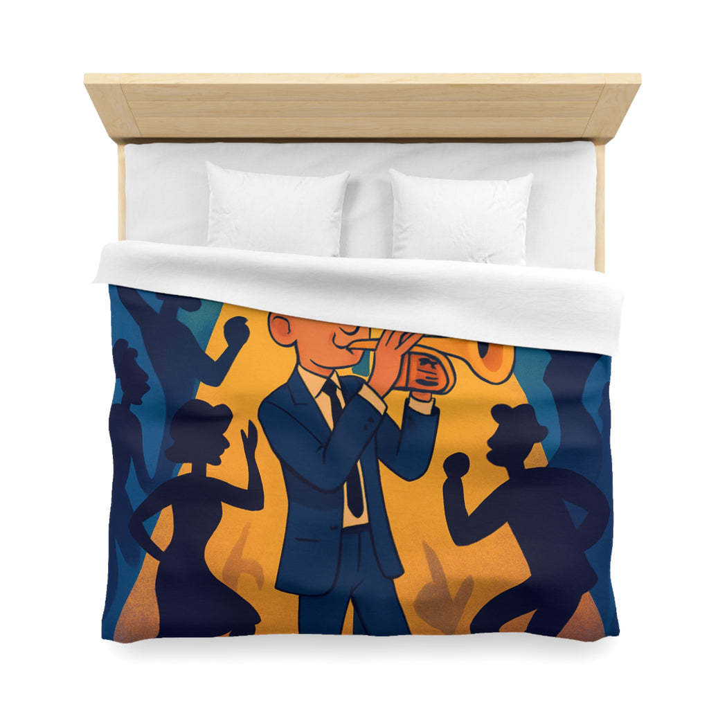 Housse de Couette Moderne avec Musicien Jouant de la Trompette sous Réverbère Nocturne