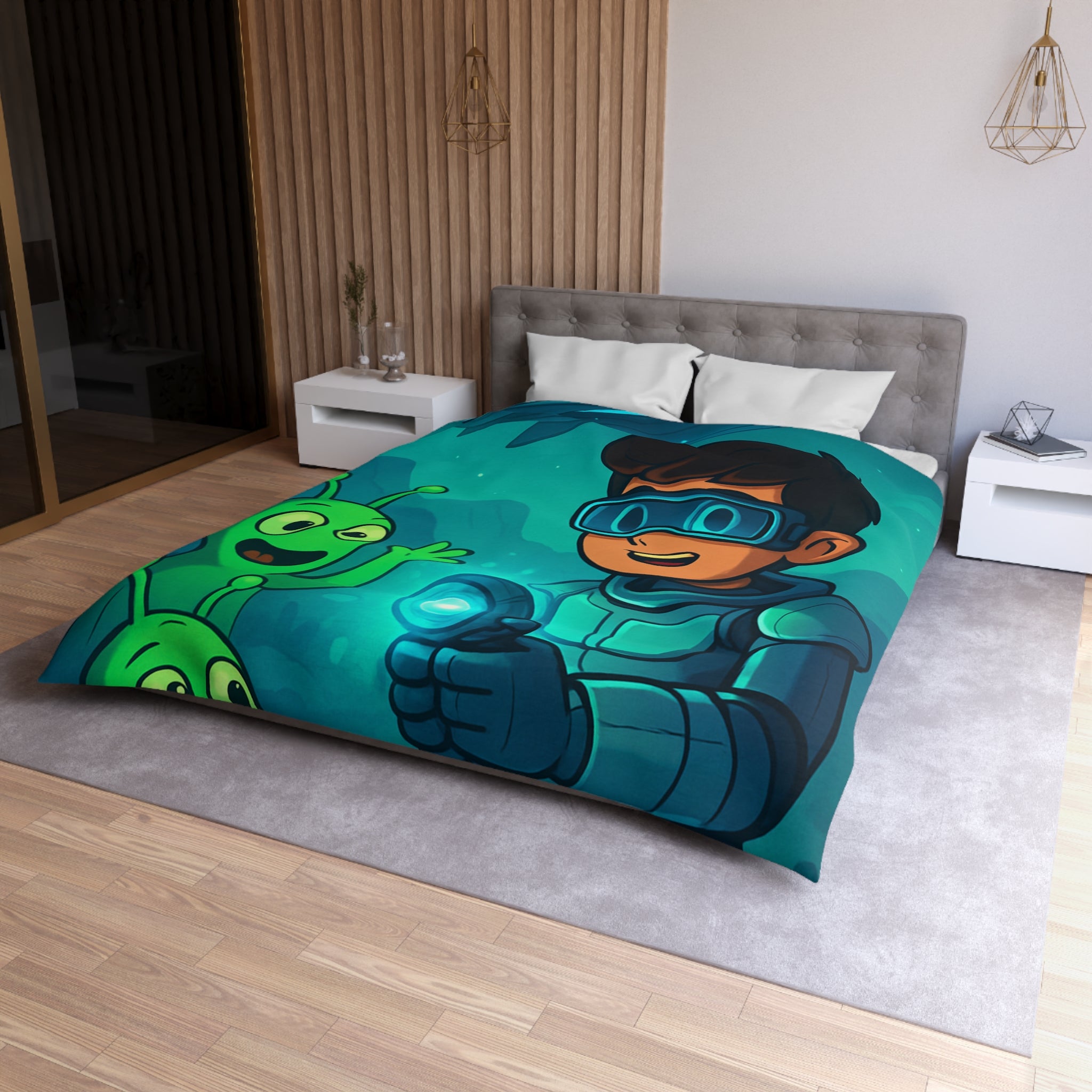 Housse de Couette Microfibre Design Artistique Moderne Décoration Chambre Confort Premium