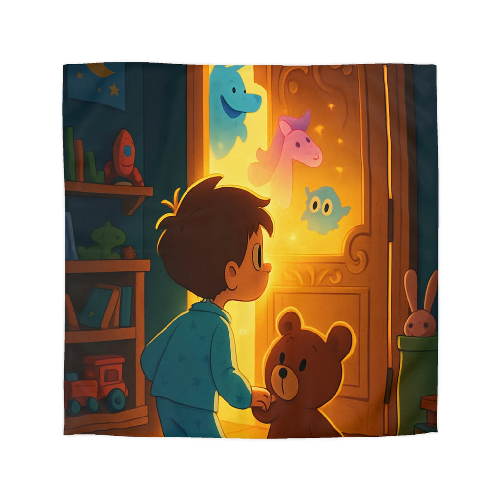 Housse de couette enfant avec motifs lumineux d'animaux magiques en chambre colorée