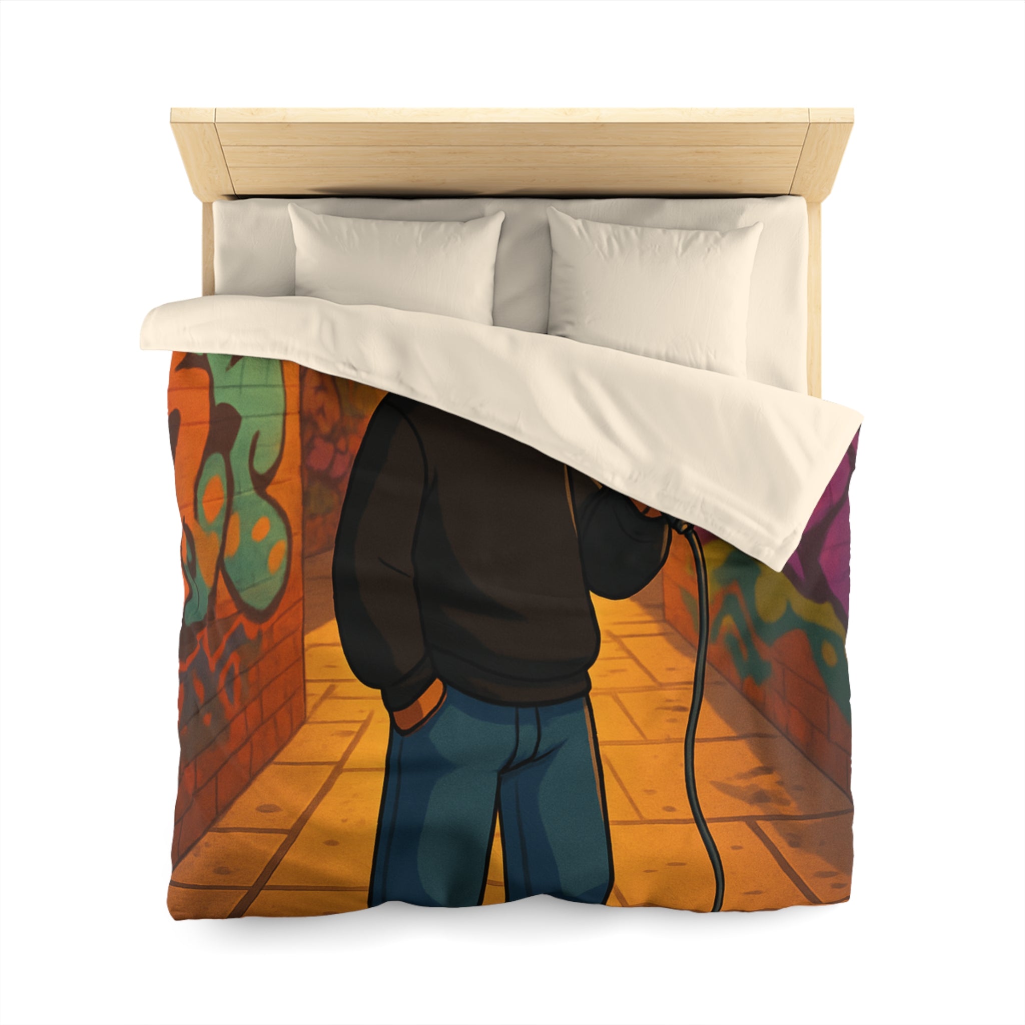 Housse de Couette Microfibre Design Artistique Moderne Décoration Chambre Confort Premium