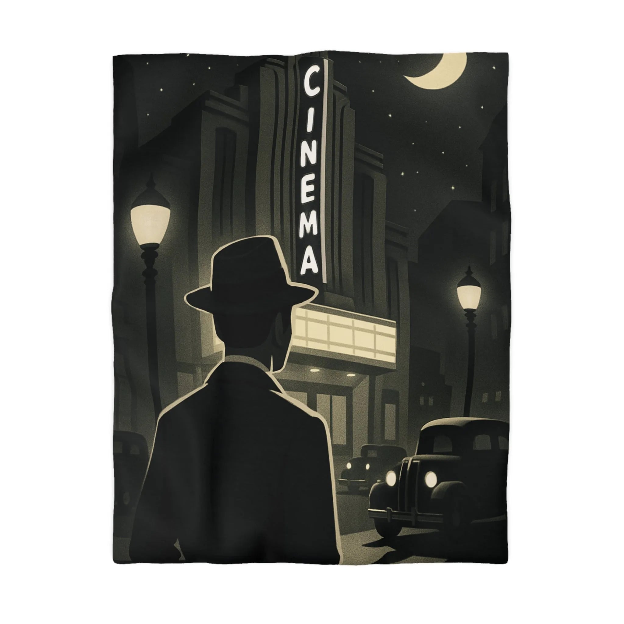 Housse de Couette Inspirée par Cinéma Rétro avec Élégant Motif Noir et Blanc