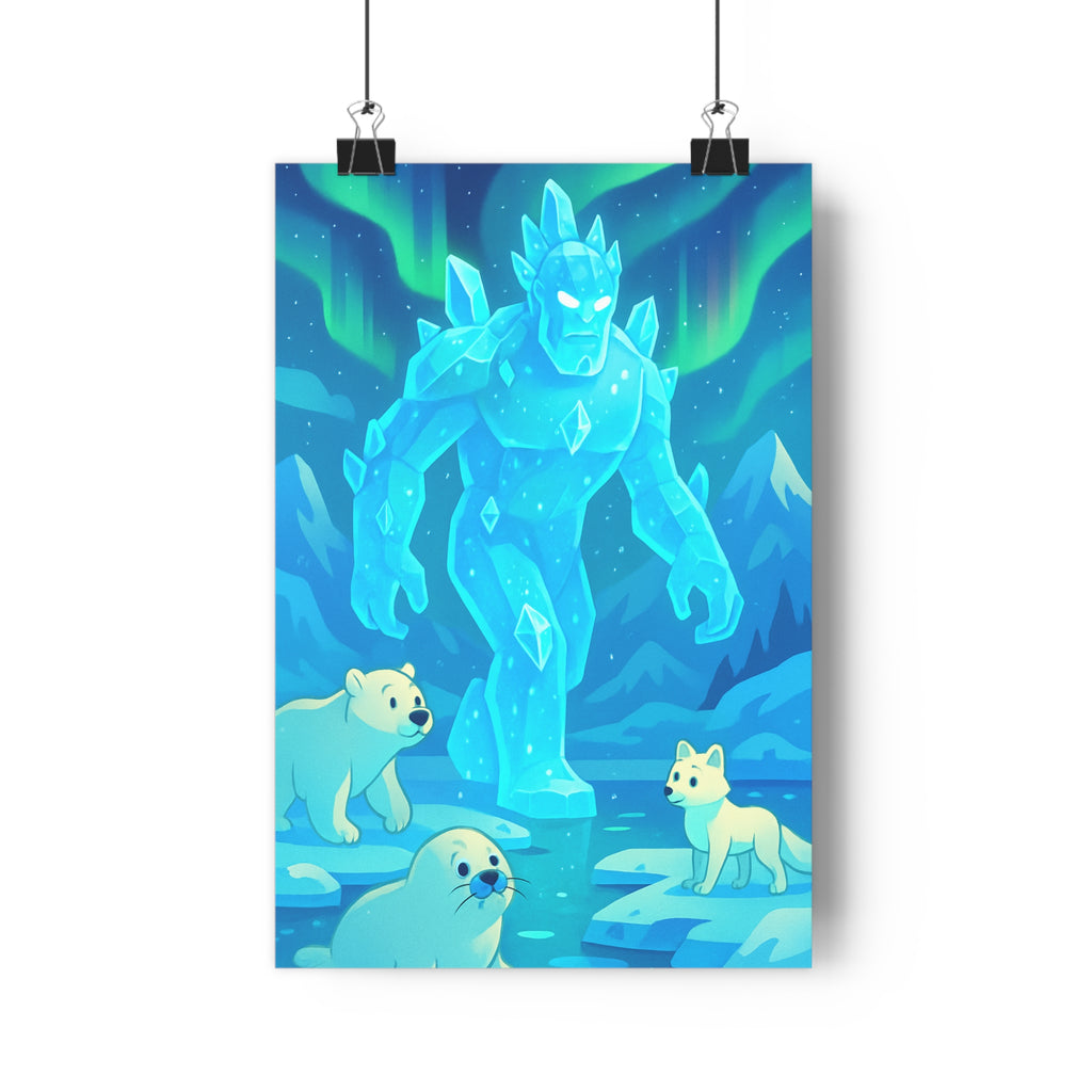 Poster décoratif mystique glace bleu vert salon bureau ambiance arctique moderne format 30x46 cm