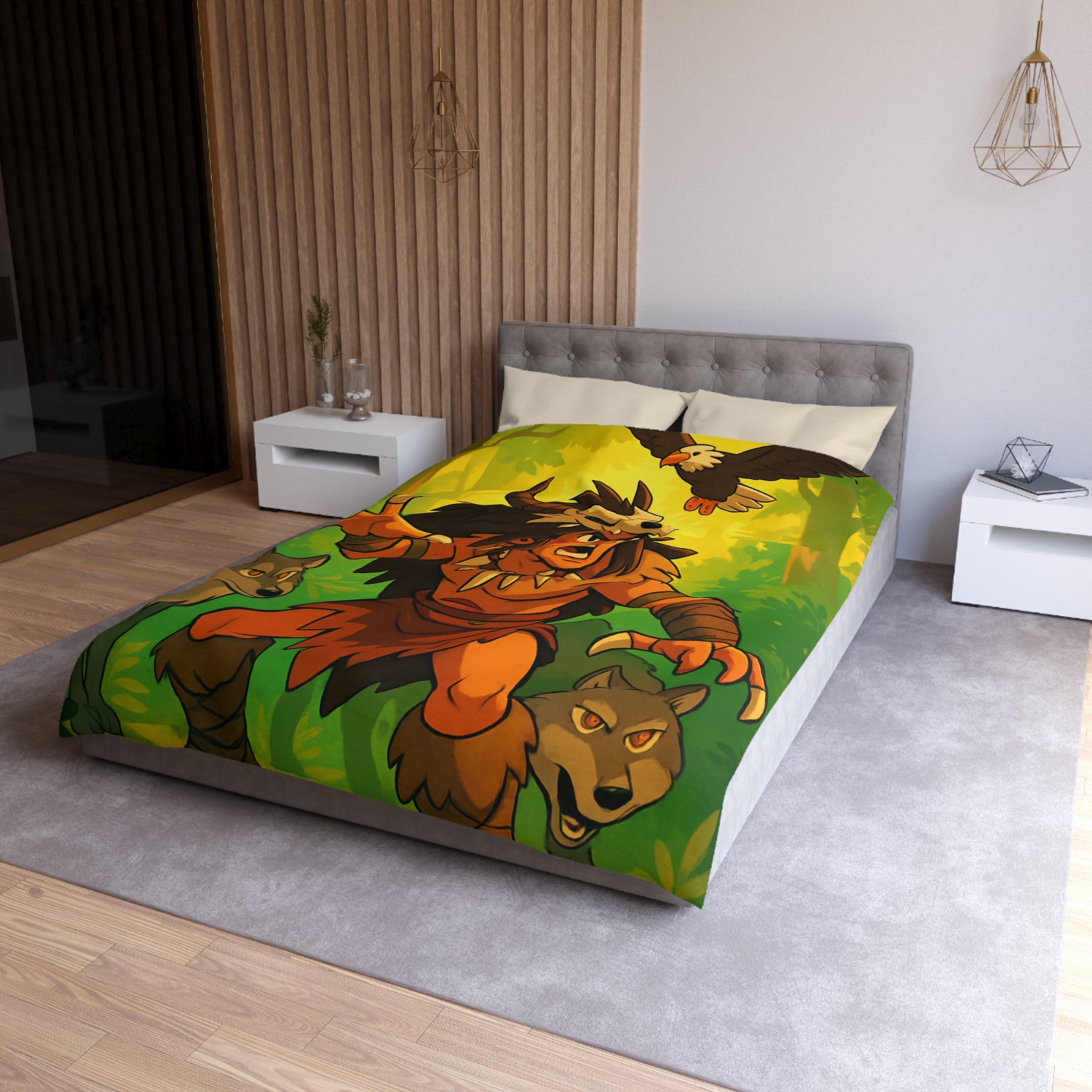 Sauvage Rêveur : Housse de Couette Motif Chaman Animaux Forêt Mystique