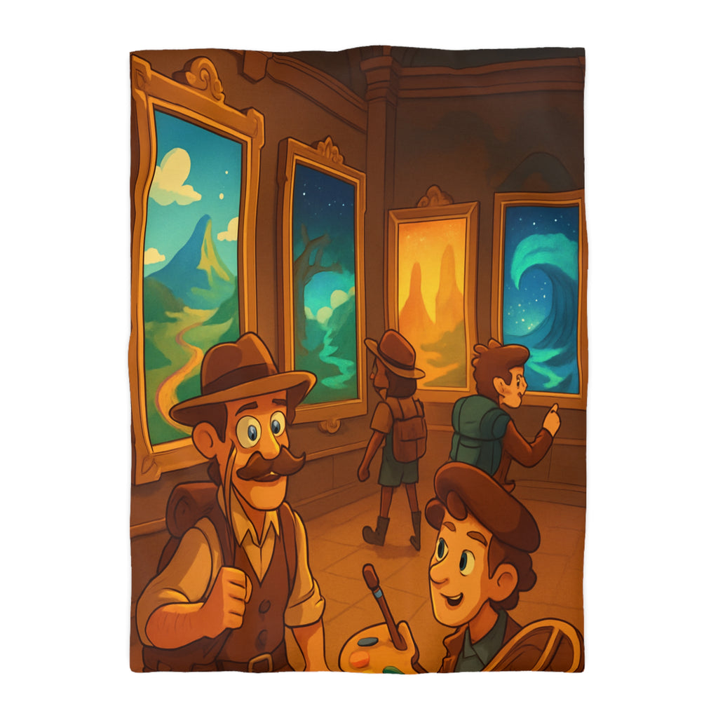 Housse de couette pour enfants avec aventure mystérieuse dans une galerie d'art