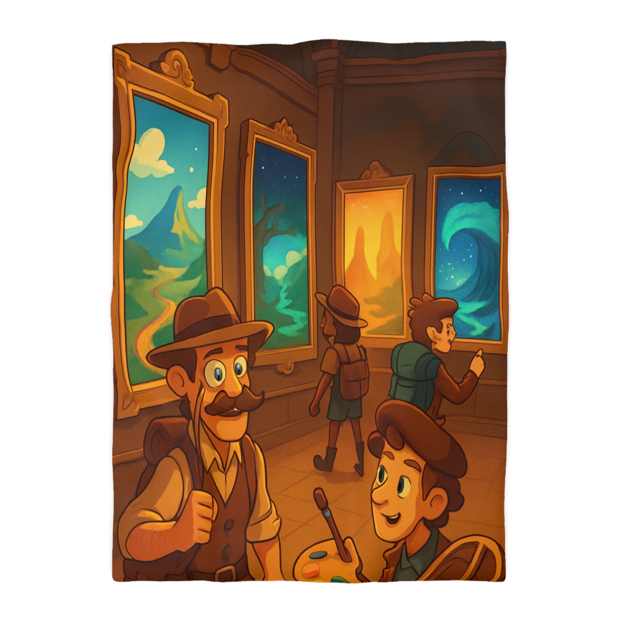 Housse de couette pour enfants avec aventure mystérieuse dans une galerie d'art