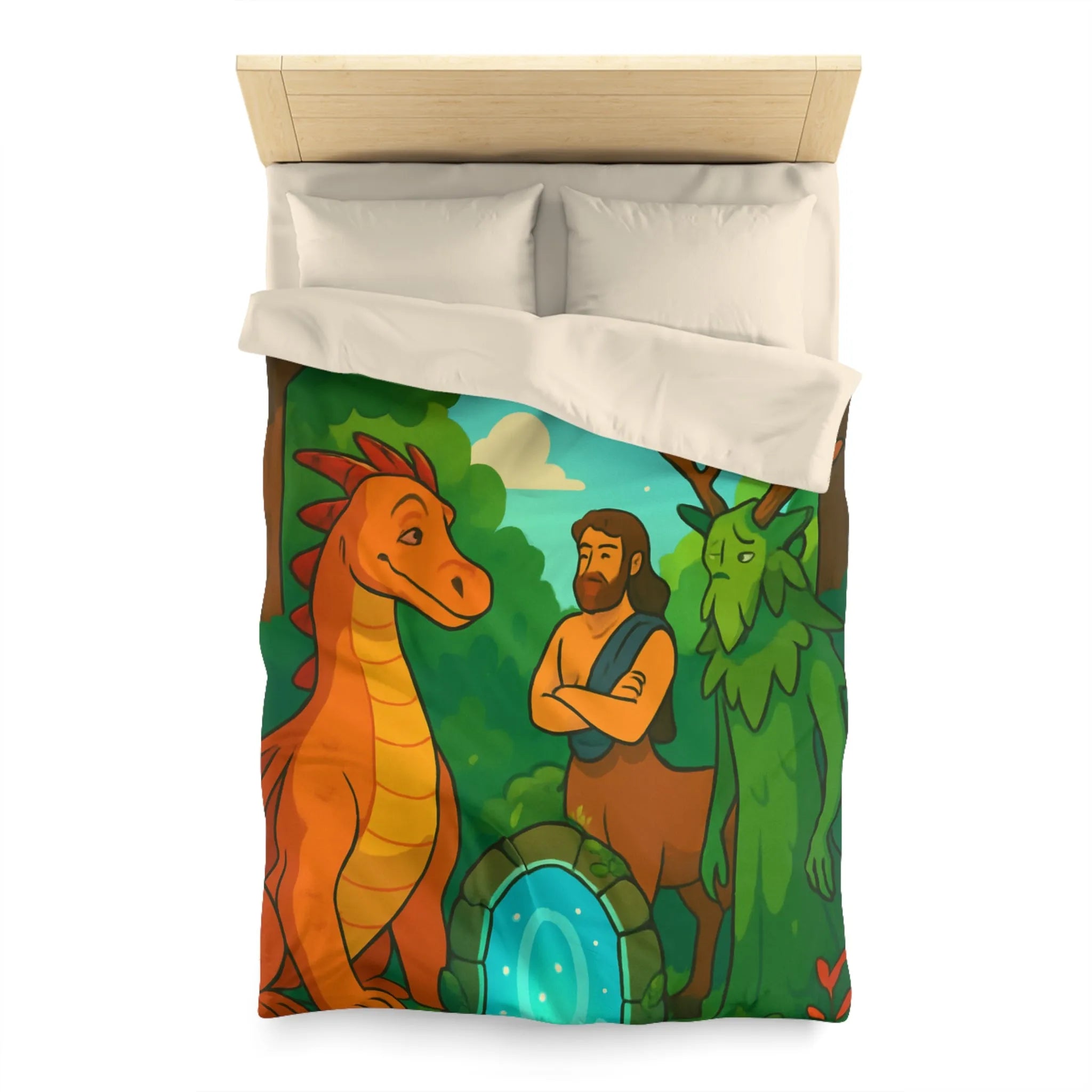 Housse de couette magique: dragon orange, centaure et esprit de la forêt pacifiques