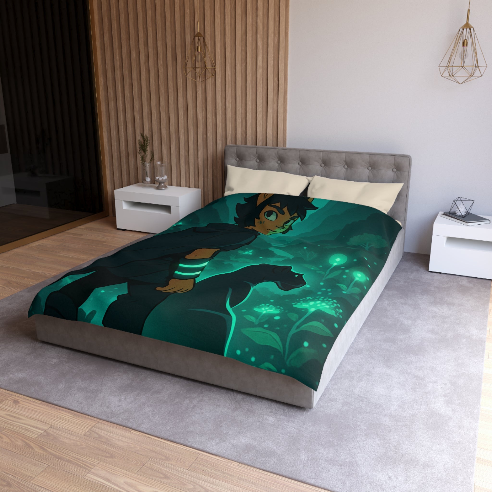 Housse de Couette Microfibre Illustration Unique Design Moderne Décoration Intérieure Raffinée