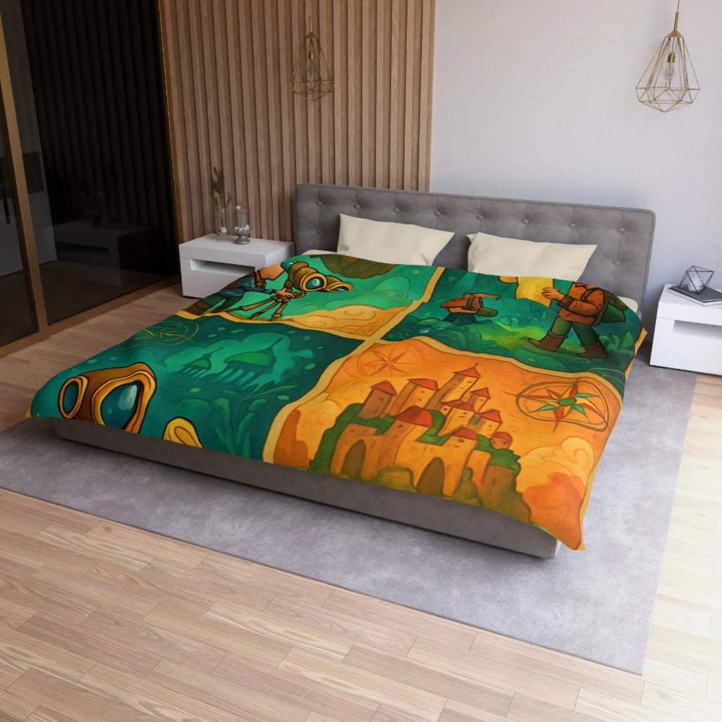 Housse de couette aventure fantastique pour chambre d'enfant avec exploration imaginaire colorée