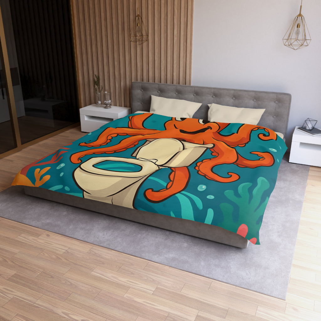 Housse de Couette Thème Marin avec Poulpe Joyeux et WC Tourbillonnant