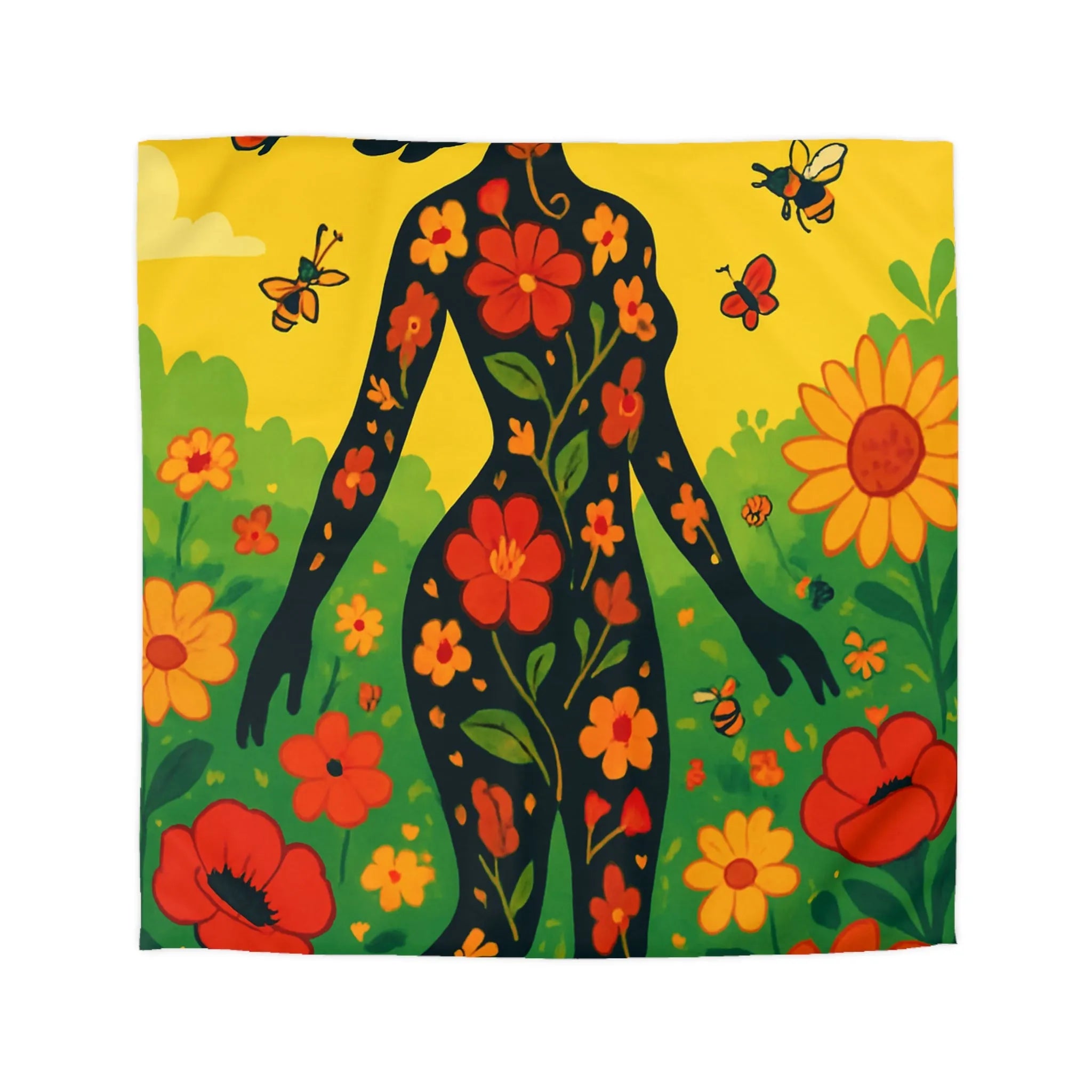 Housse de Couette Microfibre Art Graphique Contemporain Style Décoratif Chambre Tendance