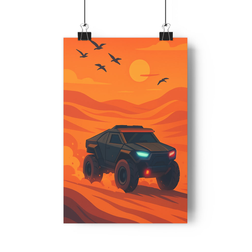 Poster décoratif moderne orange désert aventure 4x4 dynamique bureau salon vibrant 30x46 cm qualité