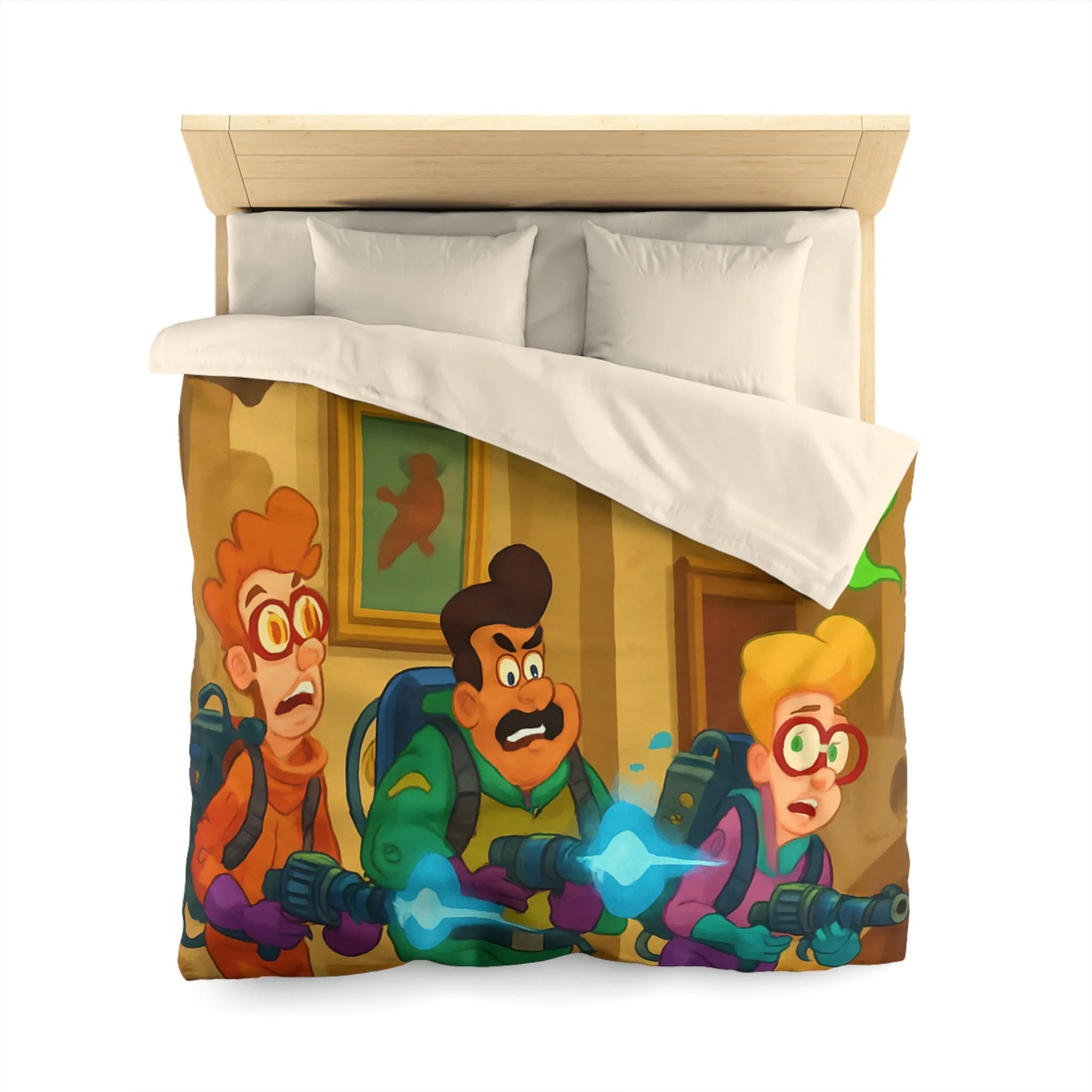 Housse de couette colorée avec chasseurs de fantômes et ambiance amusante de musée