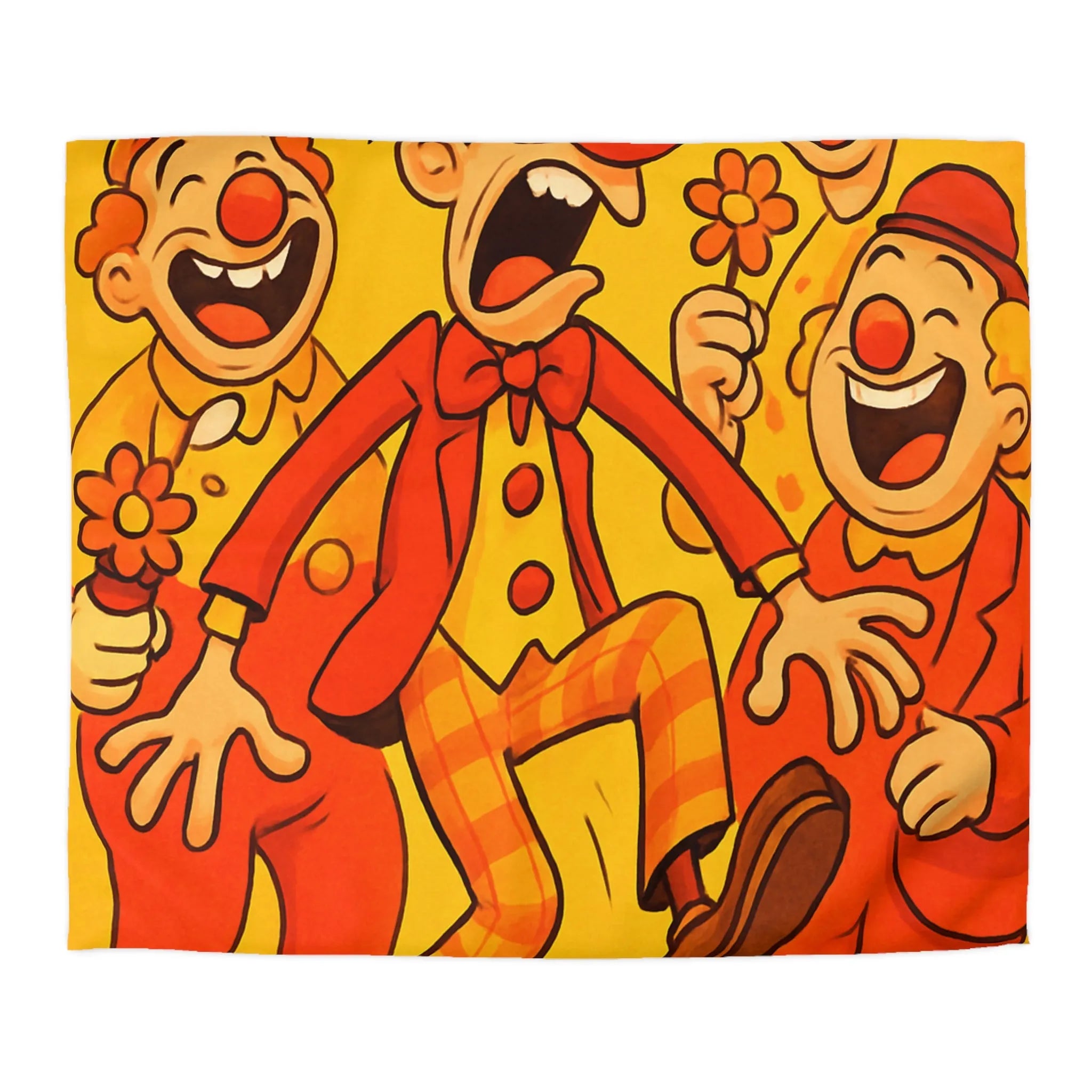 Housse de Couette Colorée avec Design Amusant de Clowns et Bananes Glissantes