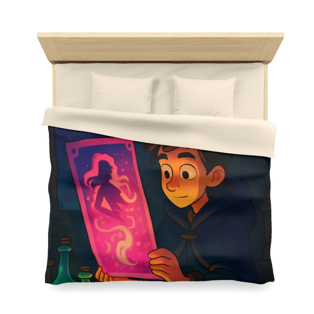 Enfant Magicien Lisant Papyrus Magique Avec Décor De Potions Et Affiches Mystiques