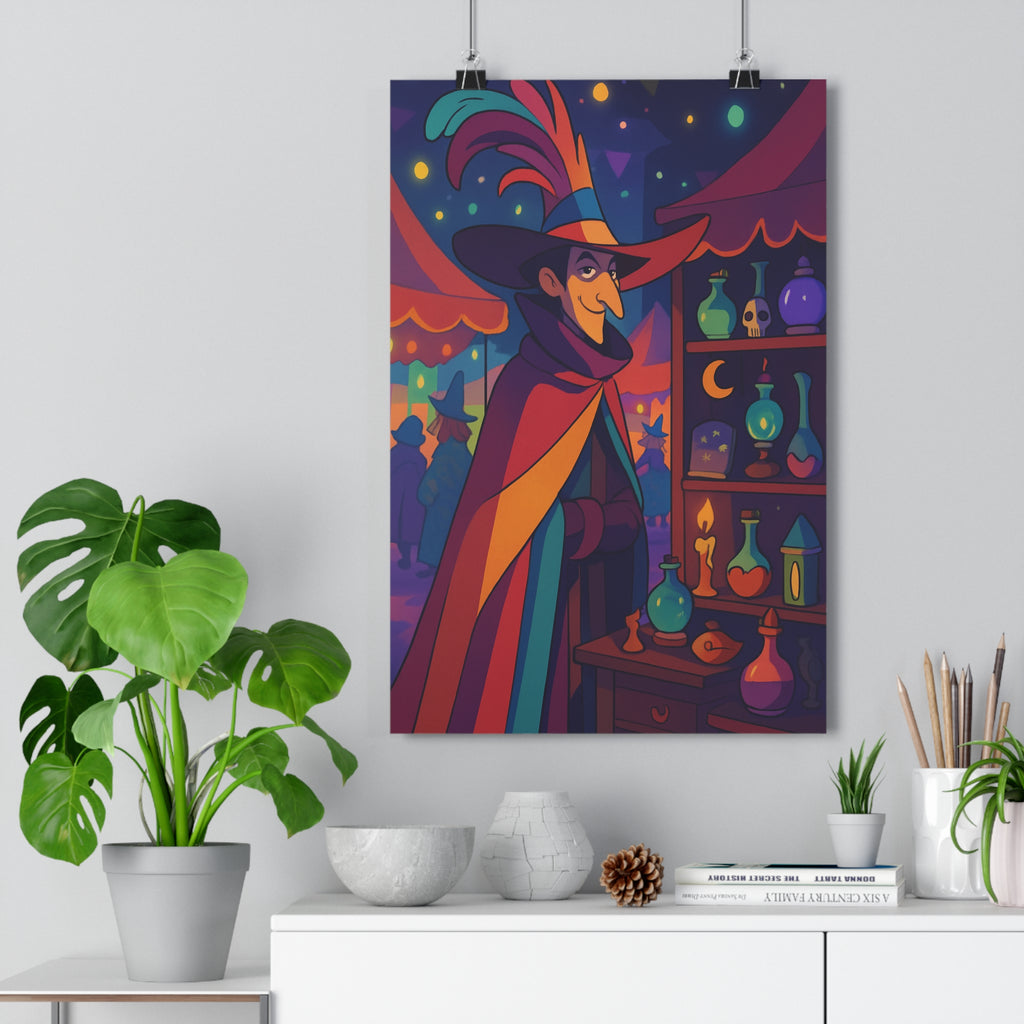 Poster décoratif cartoon violet bleu orange magique mystique chambre enfant créatif art coloré tendance