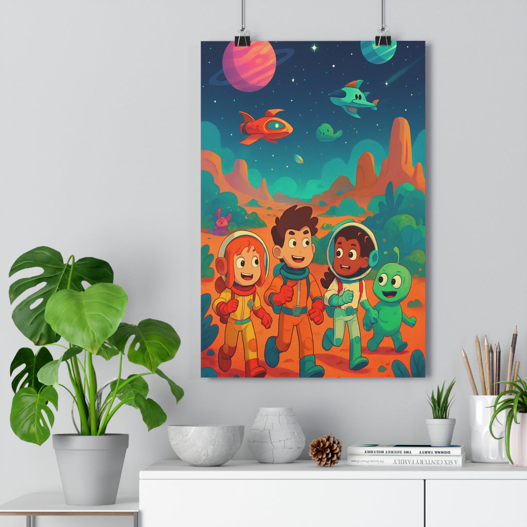 Poster décoratif futuriste art sciencefiction bleu violet aventure salon chambre bureau qualité exceptionnelle qualité