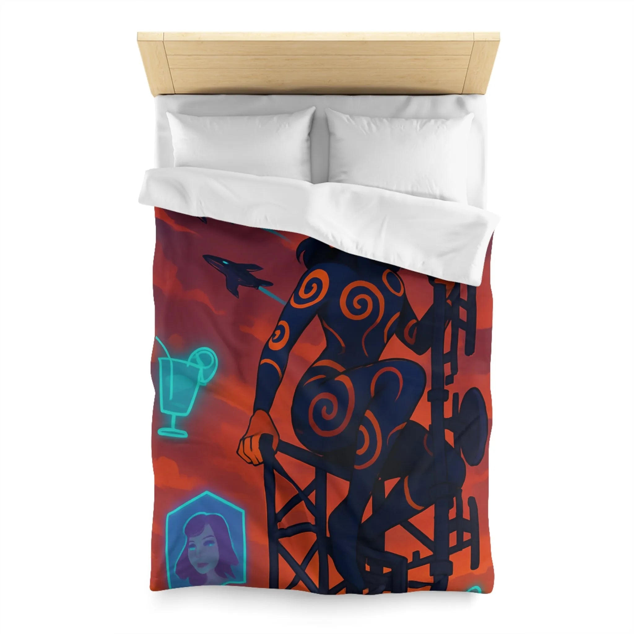 Housse de Couette Microfibre Art Graphique Contemporain Style Décoratif Chambre Tendance