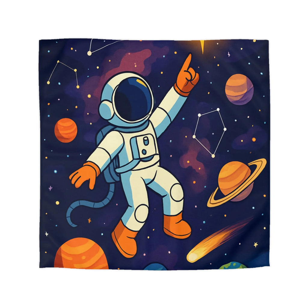 Housse de Couette Astronaute Enfantine avec Étoiles, Planètes et Constellations Colorées pour Chambre