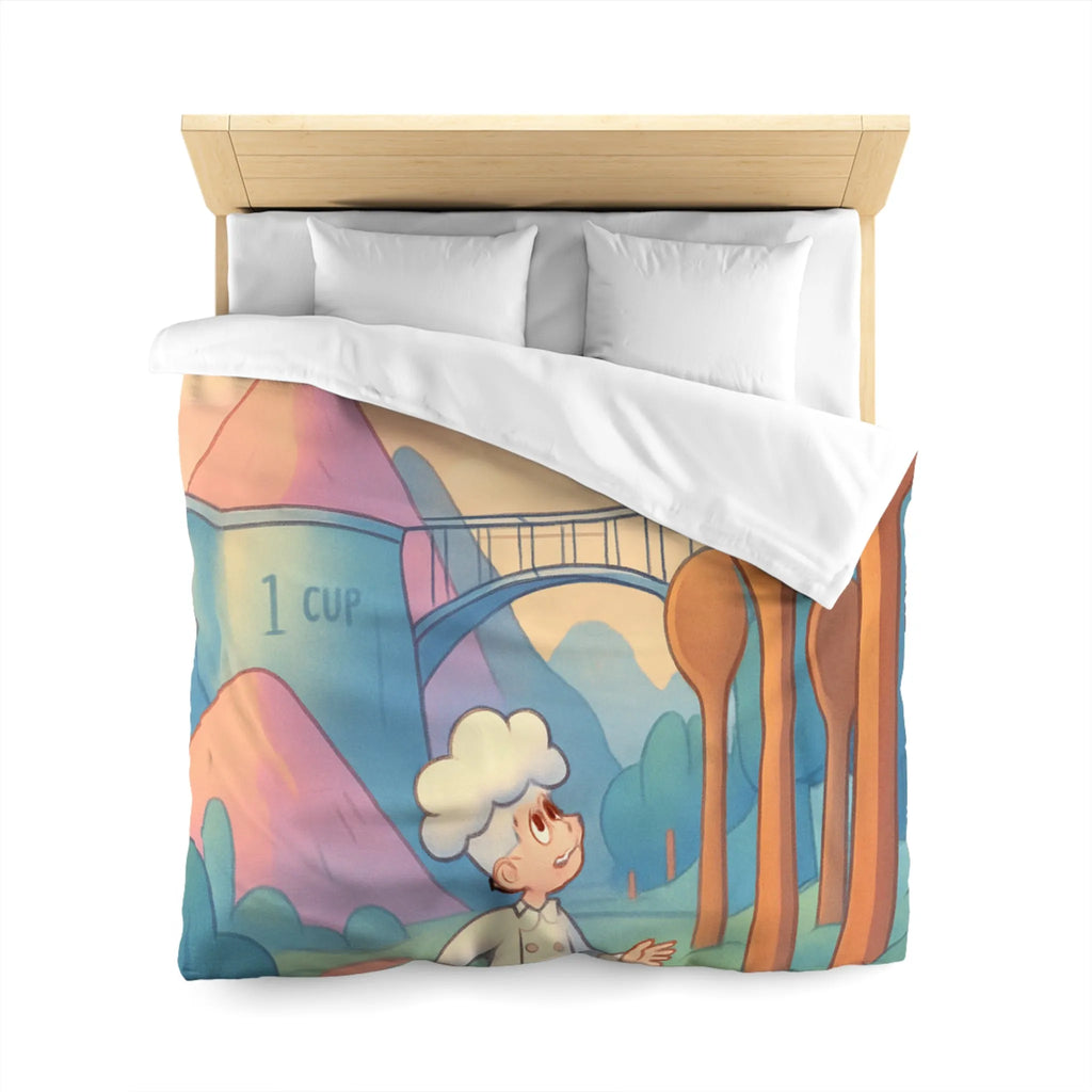 Housse de couette fantaisie chefs rêveurs et paysages de cuisine magiques pour enfants