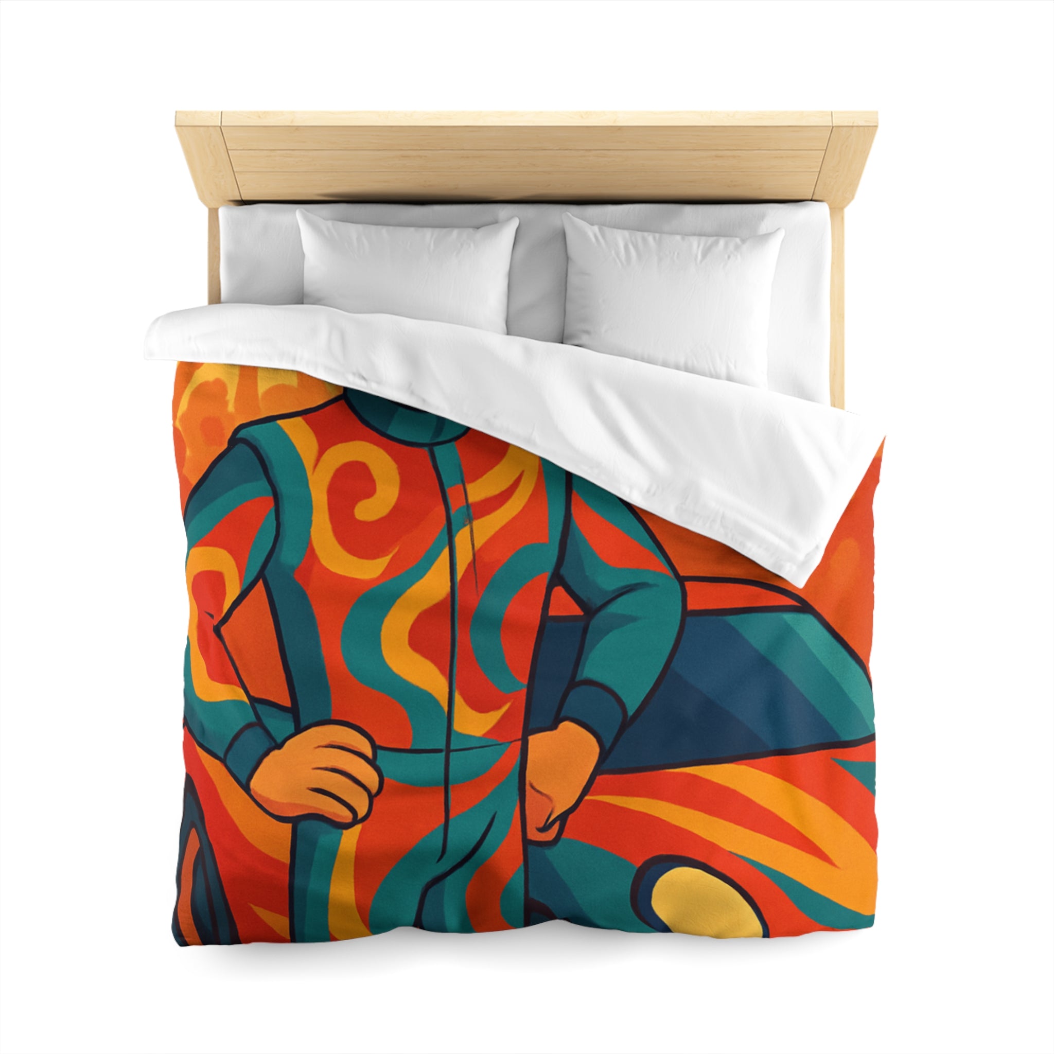 Housse de Couette Microfibre Illustration Unique Design Moderne Décoration Intérieure Raffinée