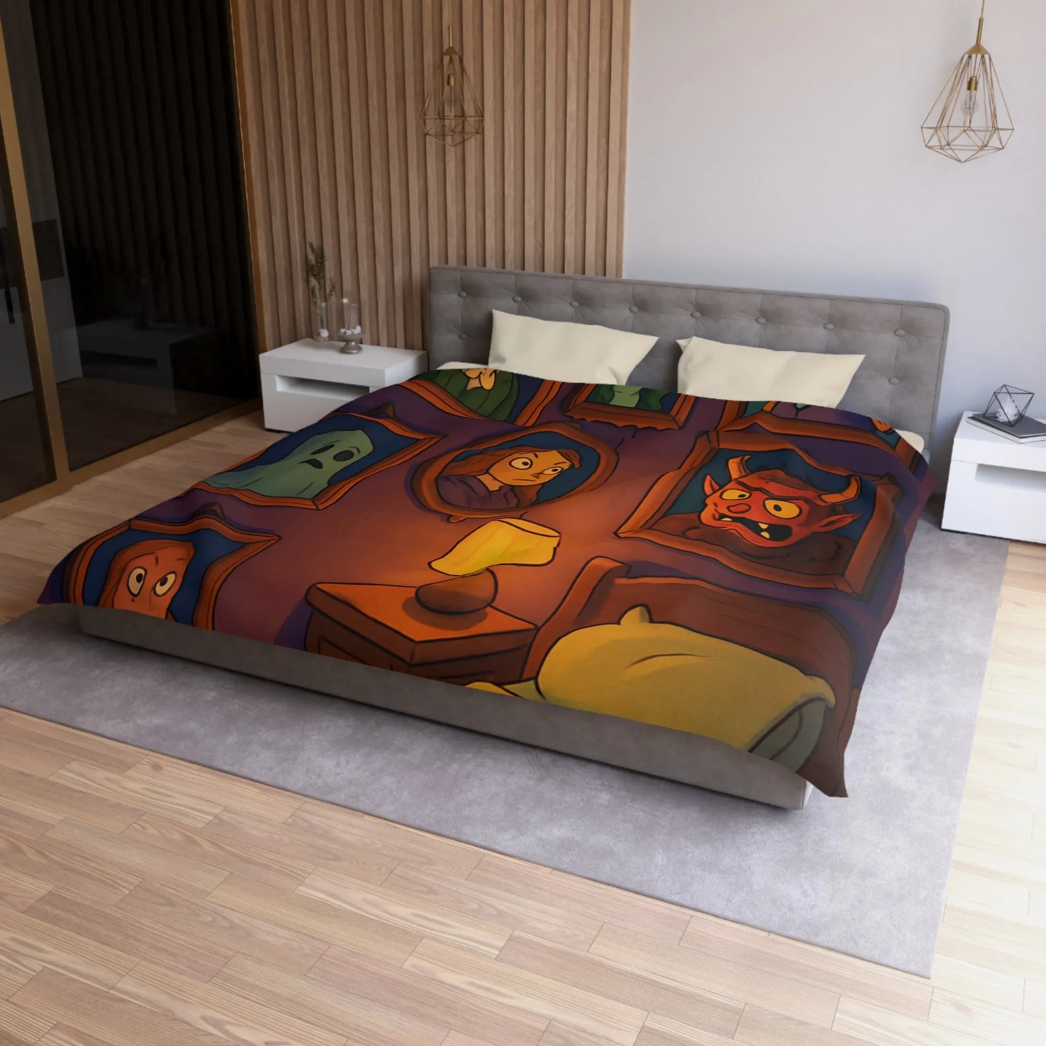 Housse de couette chambre fantaisie avec portraits enchanteurs pour une ambiance mystérieuse et magique