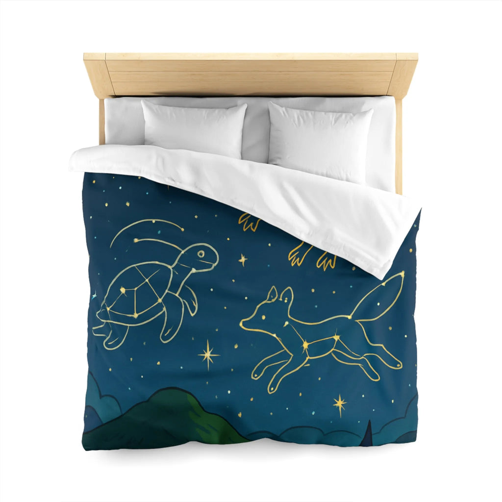 Housse De Couette Avec Constellations Animales Magiques Dans Un Ciel Nocturne Étoilé Enchanteur