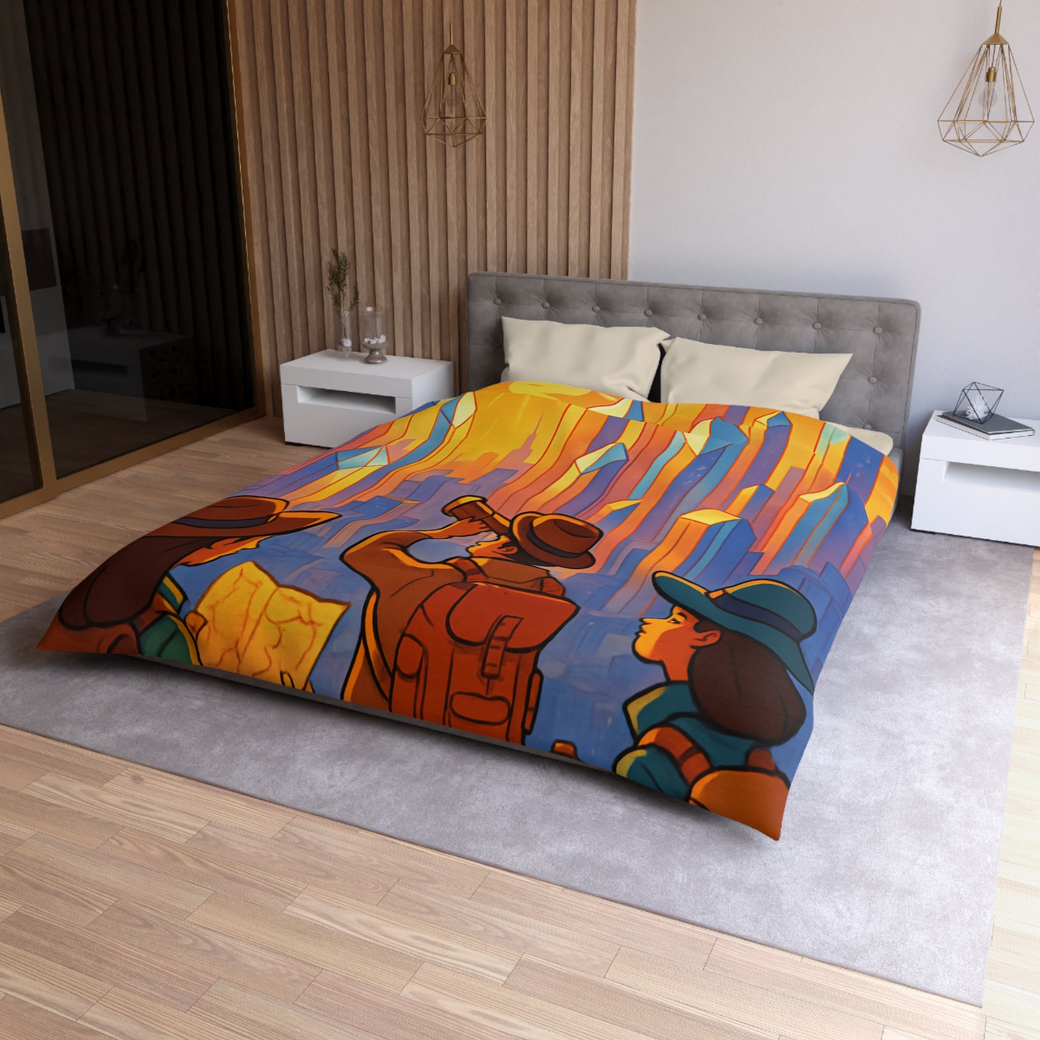 Housse de Couette Microfibre Illustration Unique Design Moderne Décoration Intérieure Raffinée