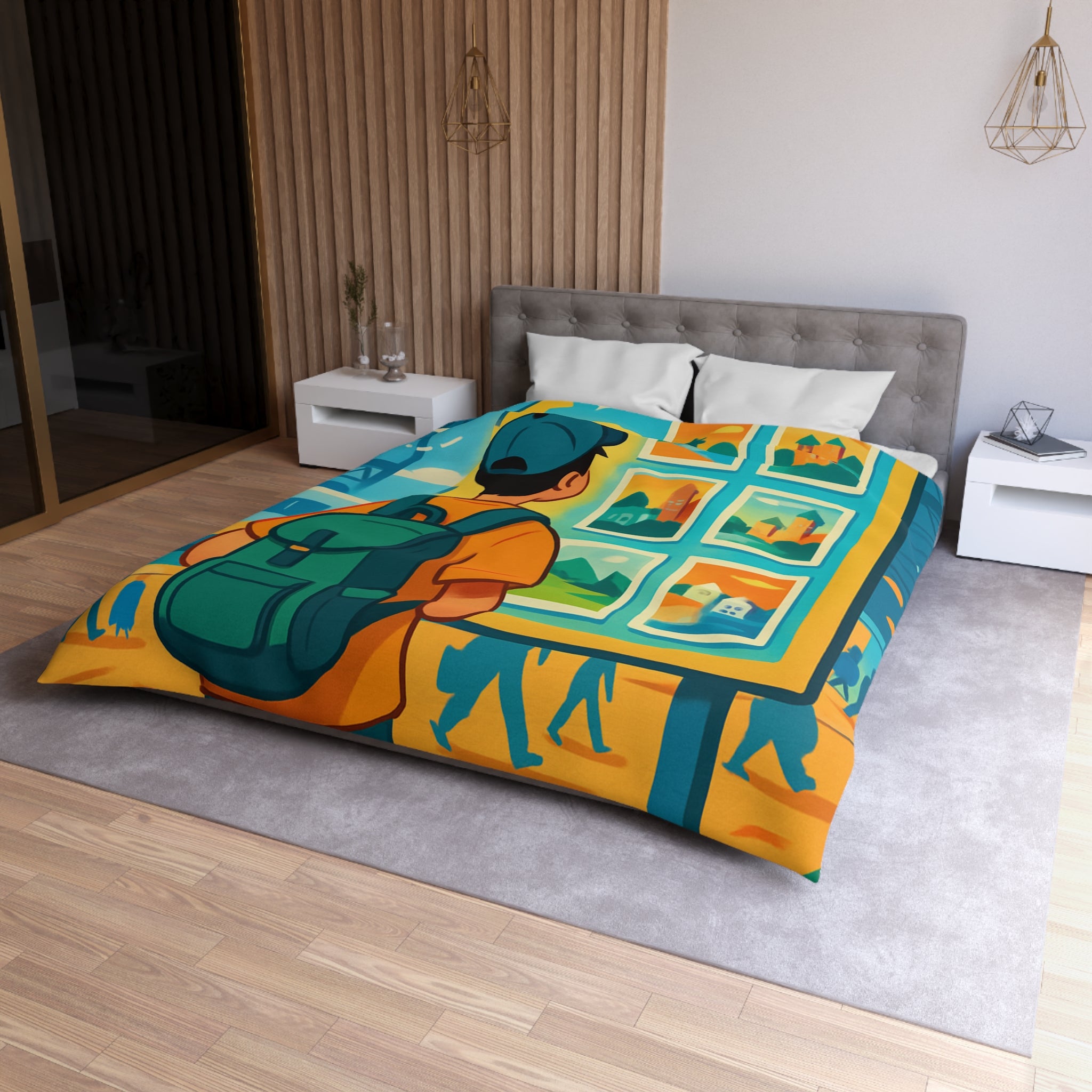 Housse de Couette Microfibre Design Artistique Moderne Décoration Chambre Confort Premium